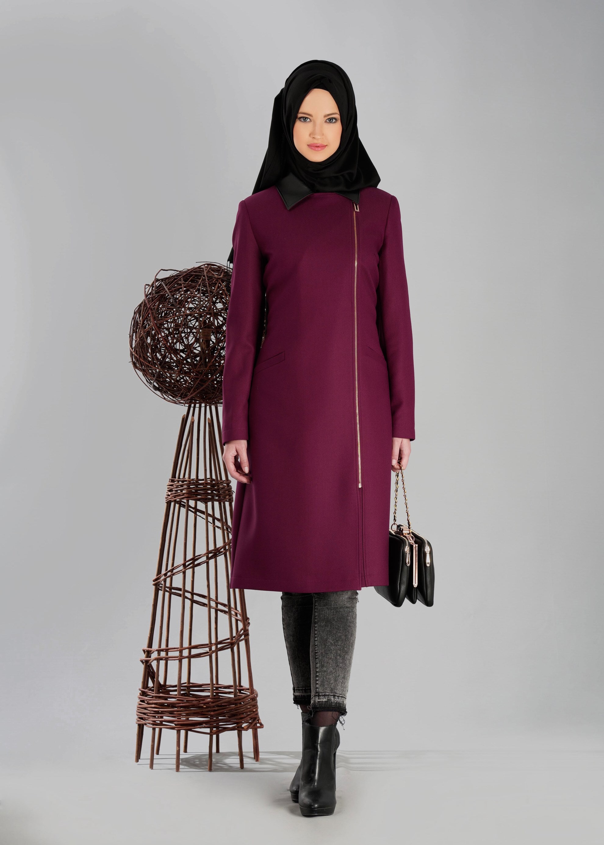 Tesettür giyim MOR 1855 Halbert Tesettür Trench 38/46 TEK40