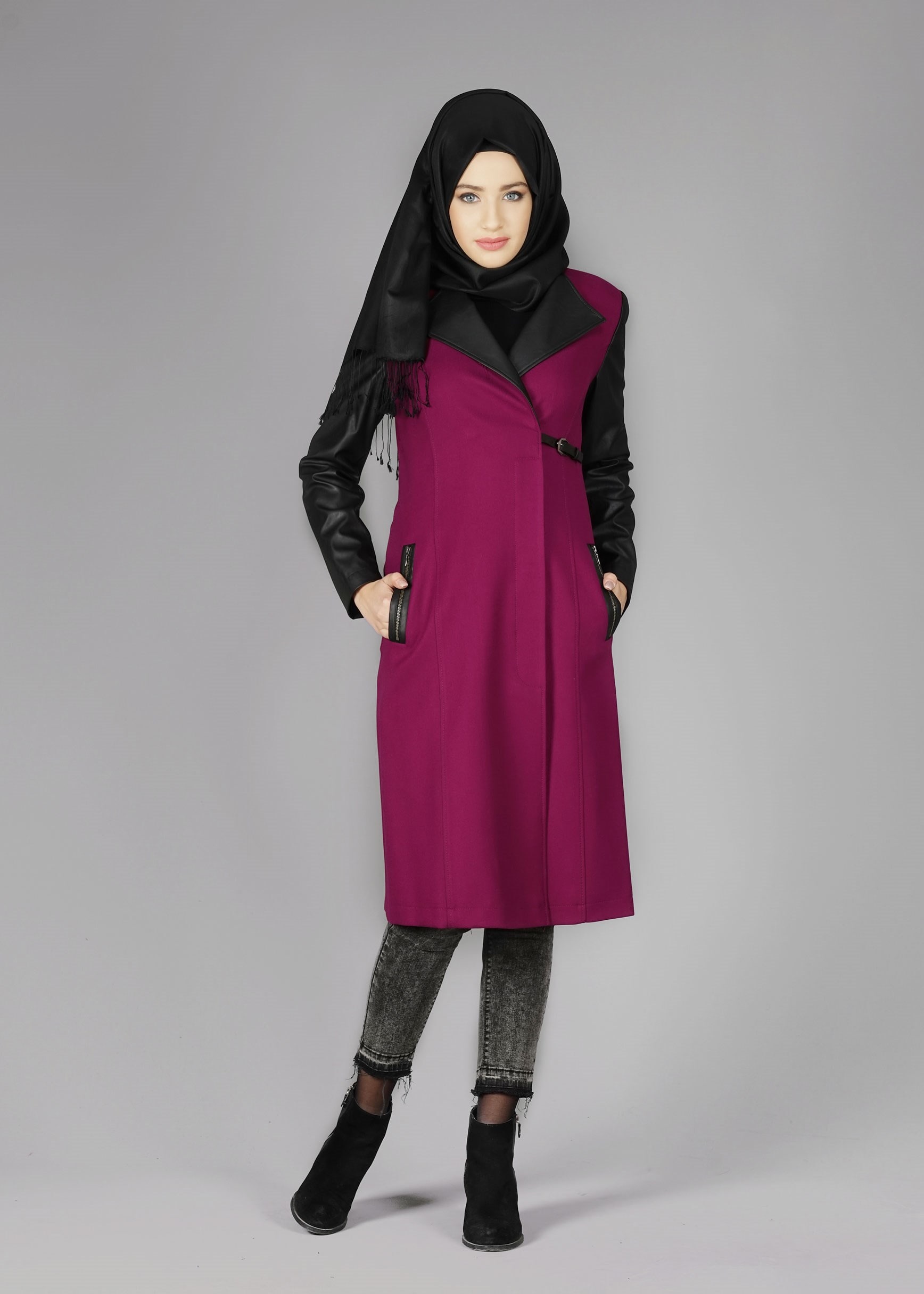 Tesettür giyim MOR 1856 TRENÇKOT