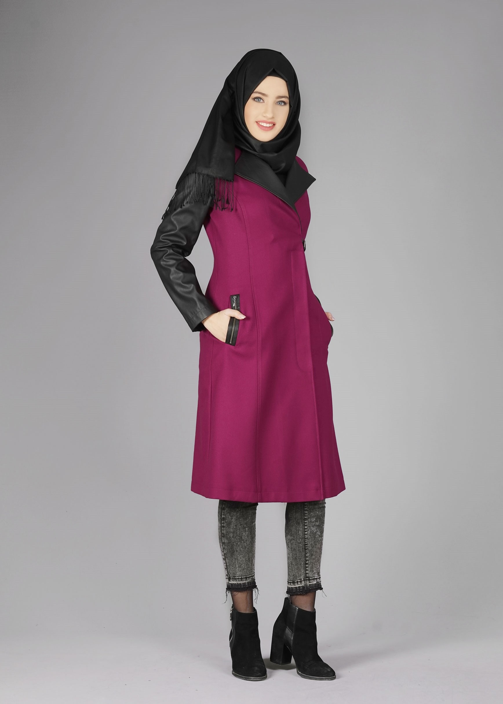 Tesettür giyim MOR 1856 TRENÇKOT
