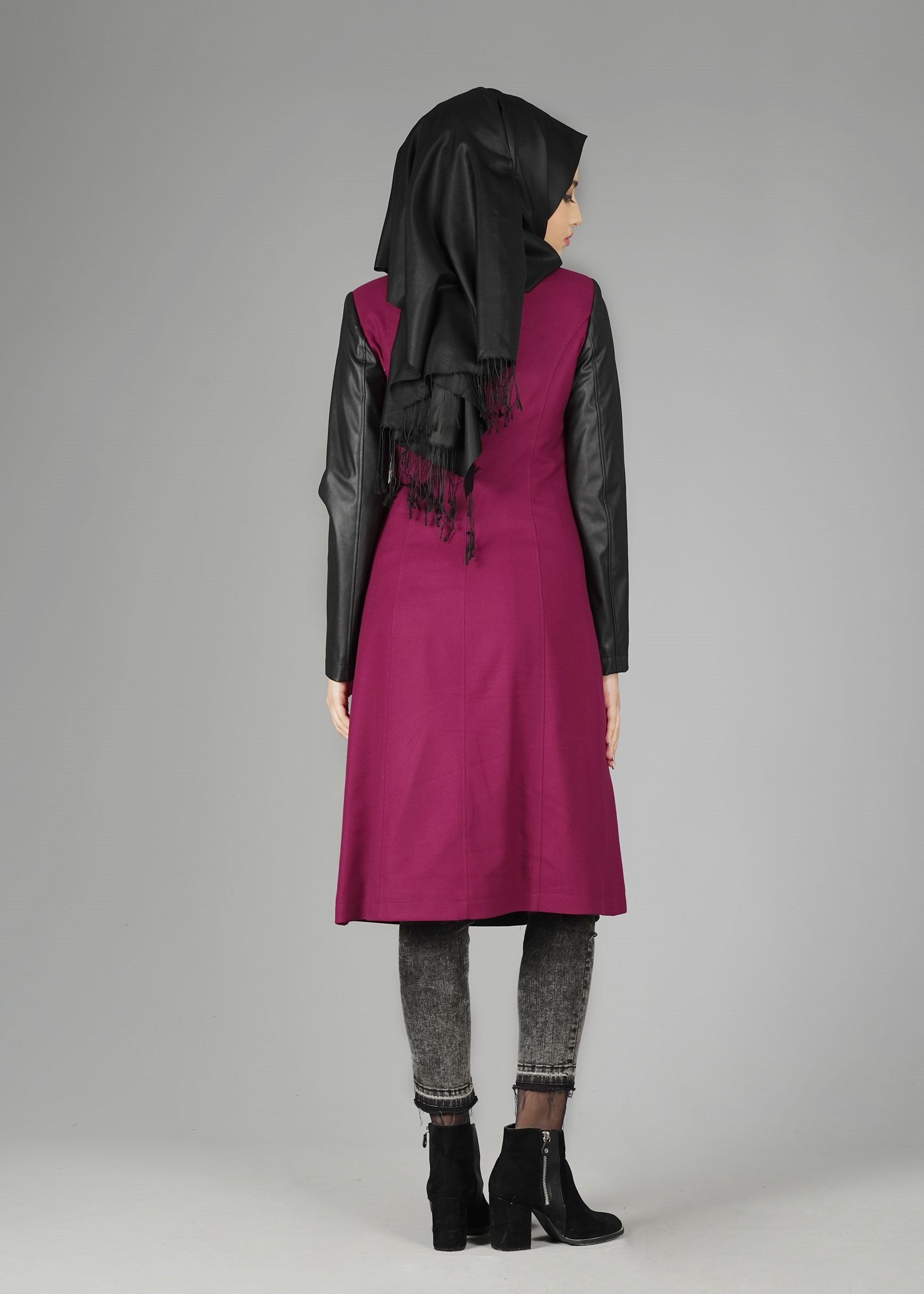 Tesettür giyim MOR 1856 TRENÇKOT