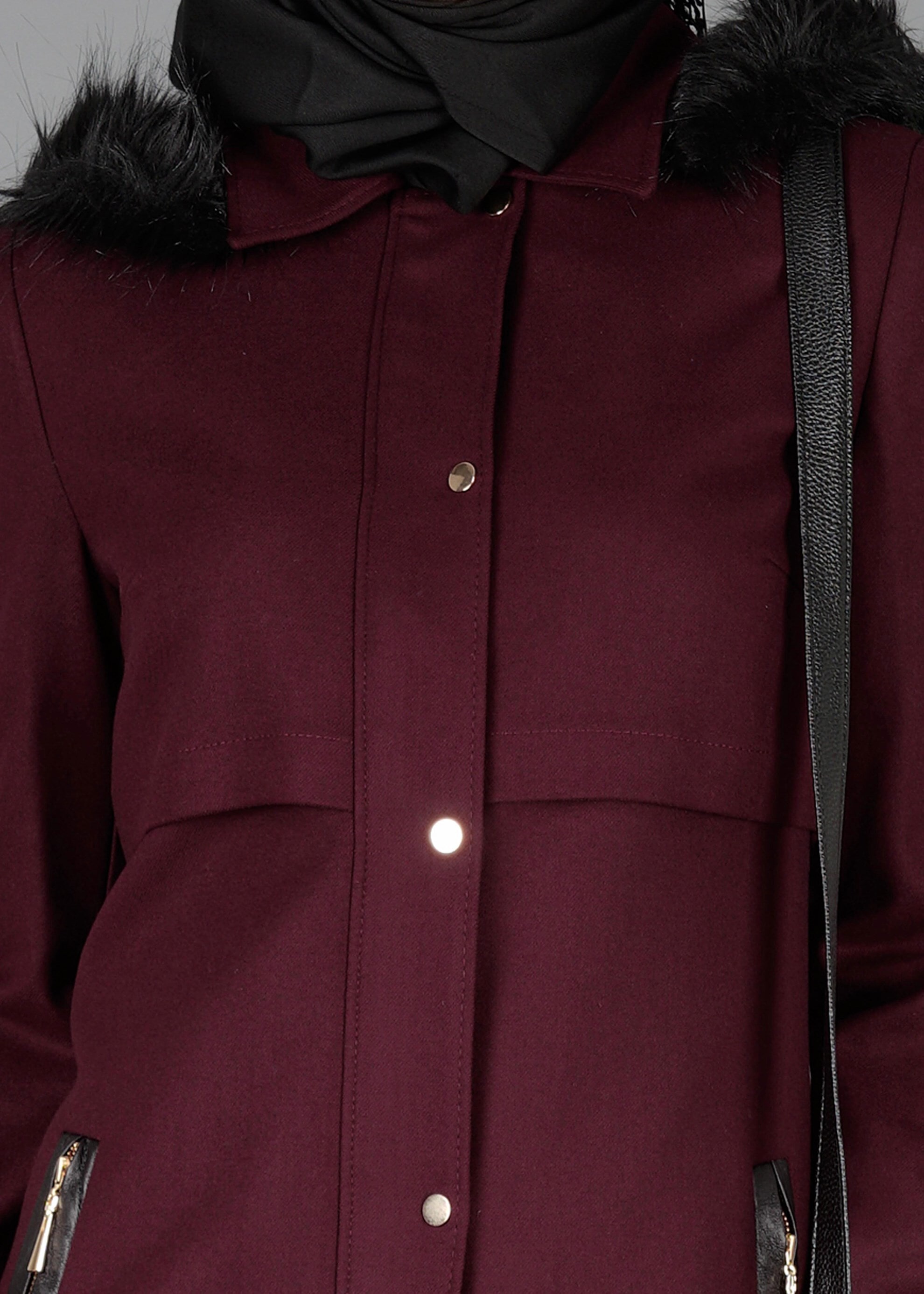 Tesettür giyim BORDO 1859 TRENÇKOT