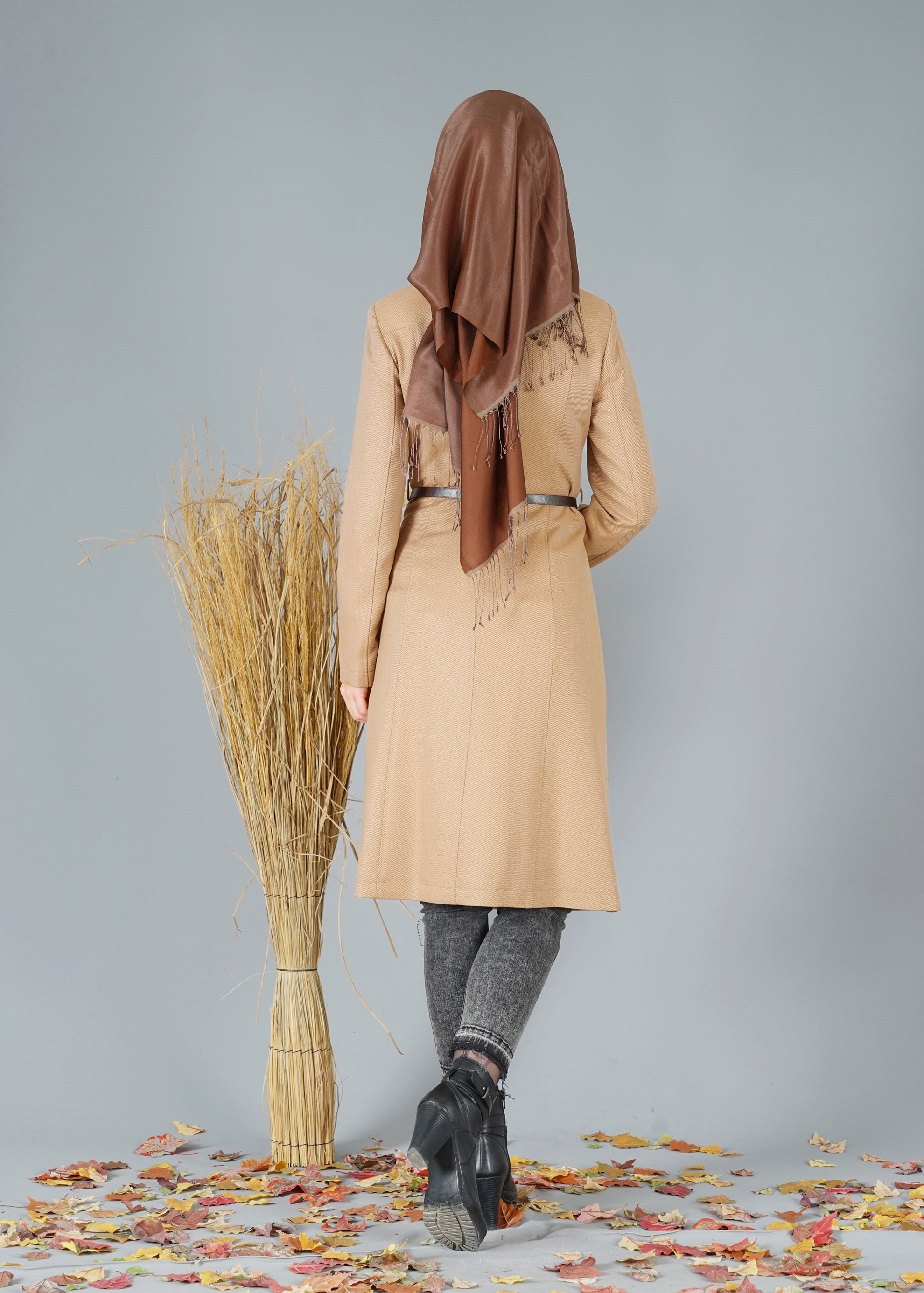 Tesettür giyim KAHVE 1862 TRENÇKOT