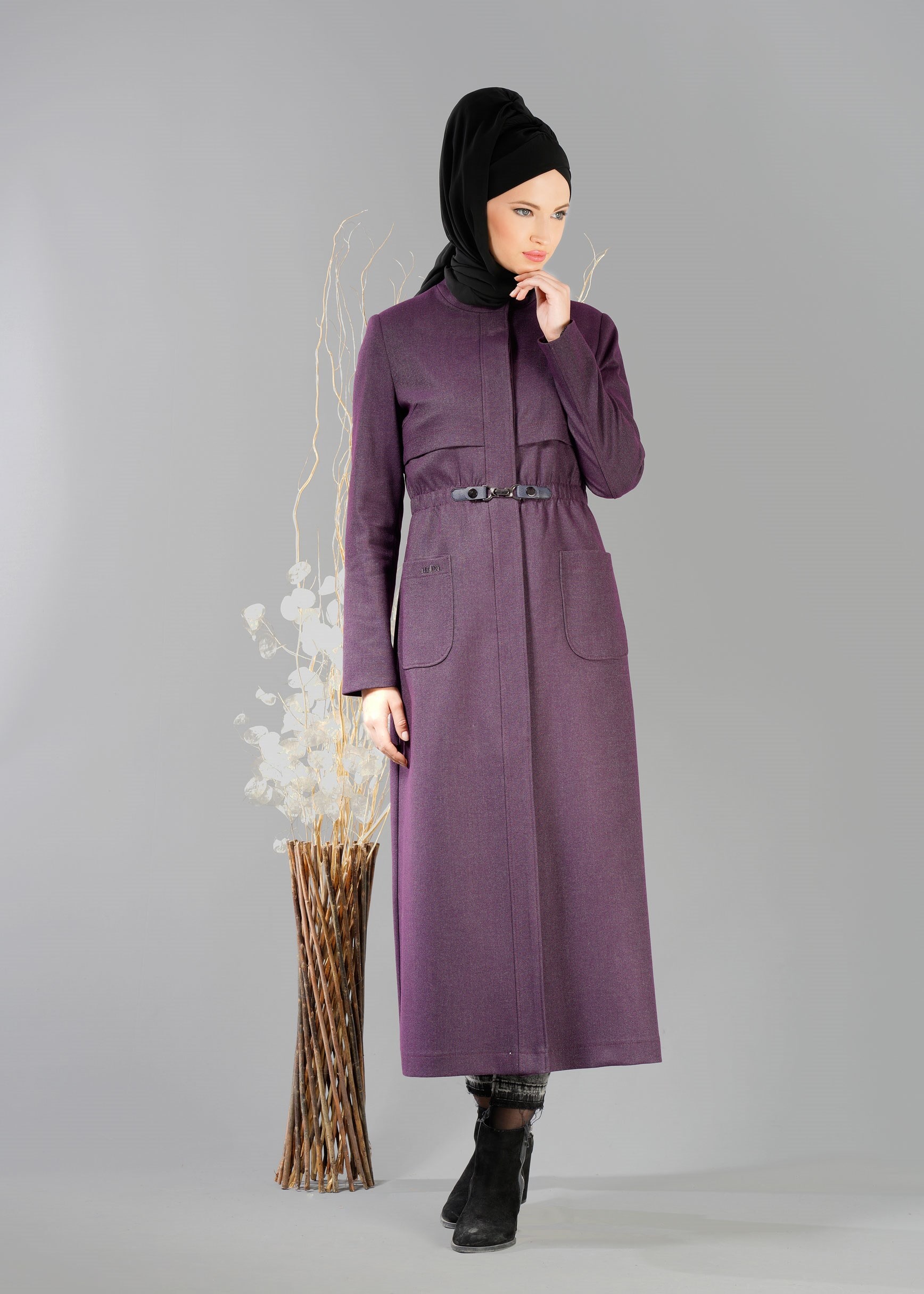 Tesettür giyim MOR 1865 TRENÇKOT