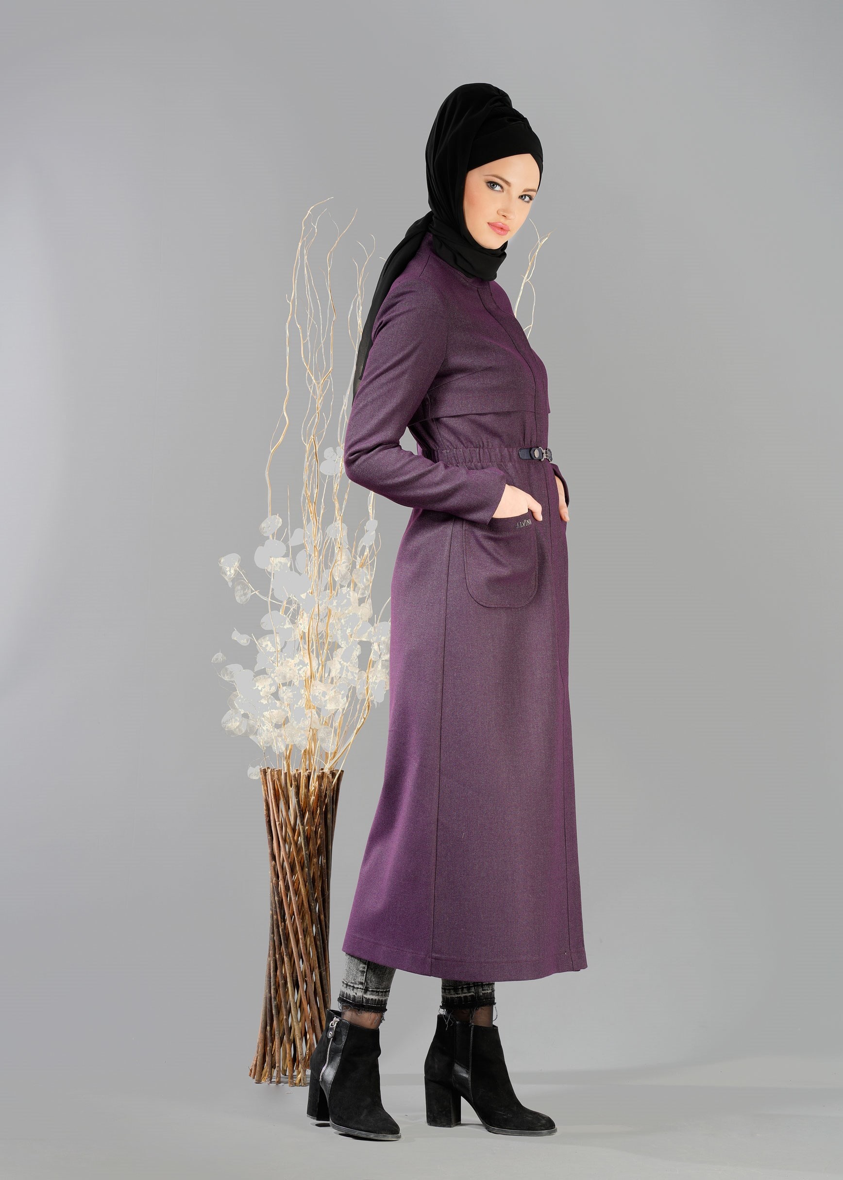 Tesettür giyim MOR 1865 TRENÇKOT