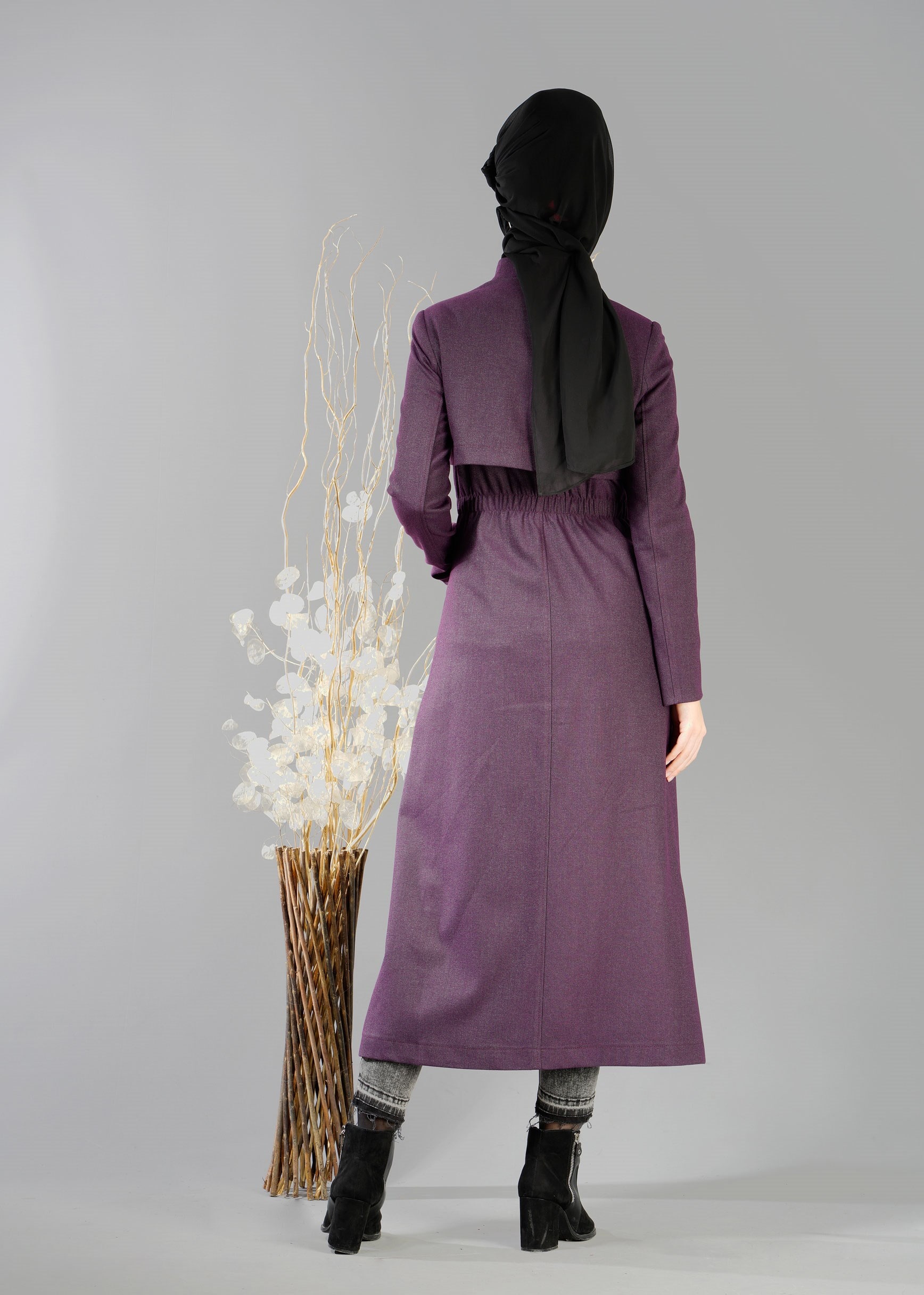 Tesettür giyim MOR 1865 TRENÇKOT