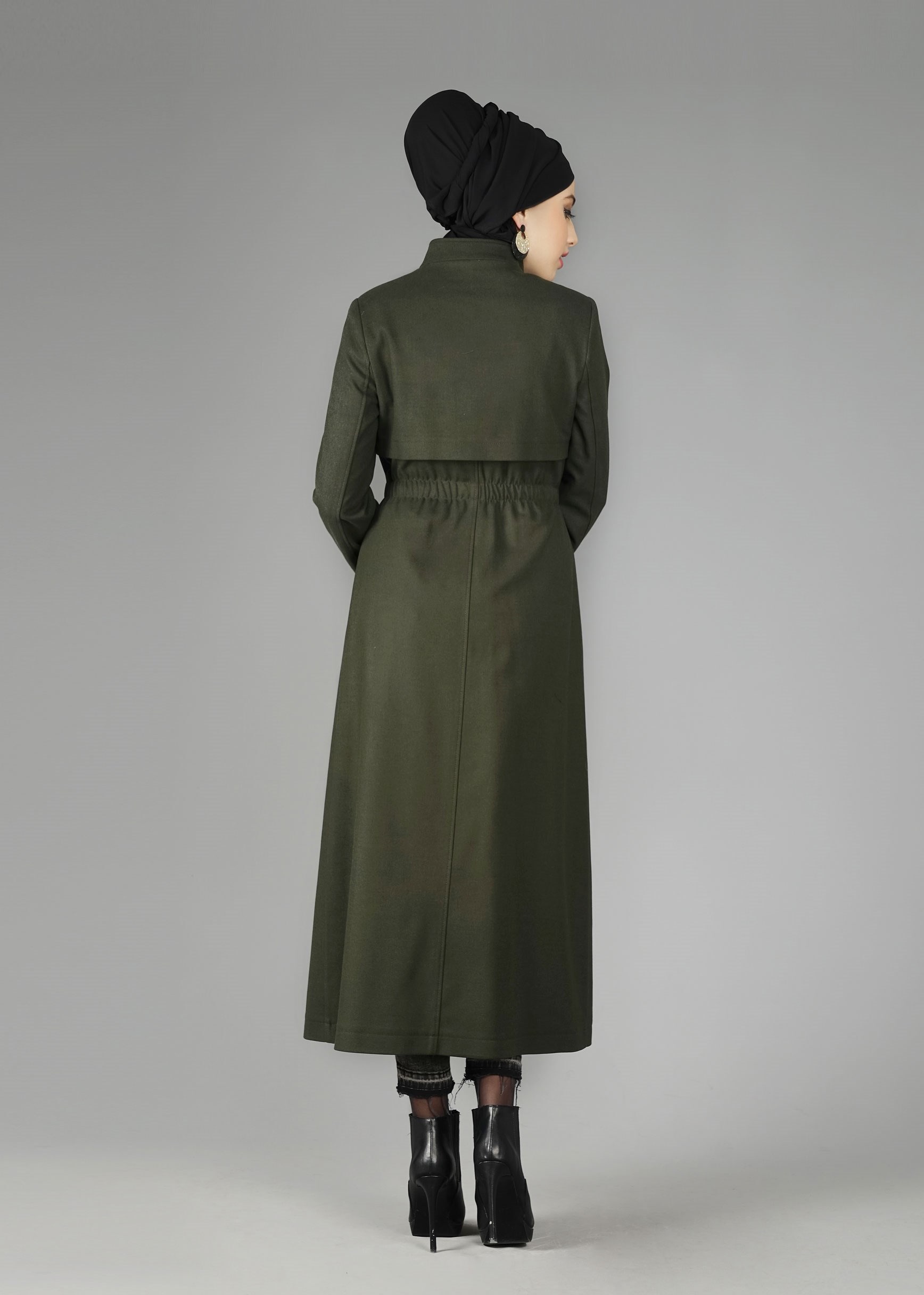 Tesettür giyim HAKİ 1865 TRENÇKOT