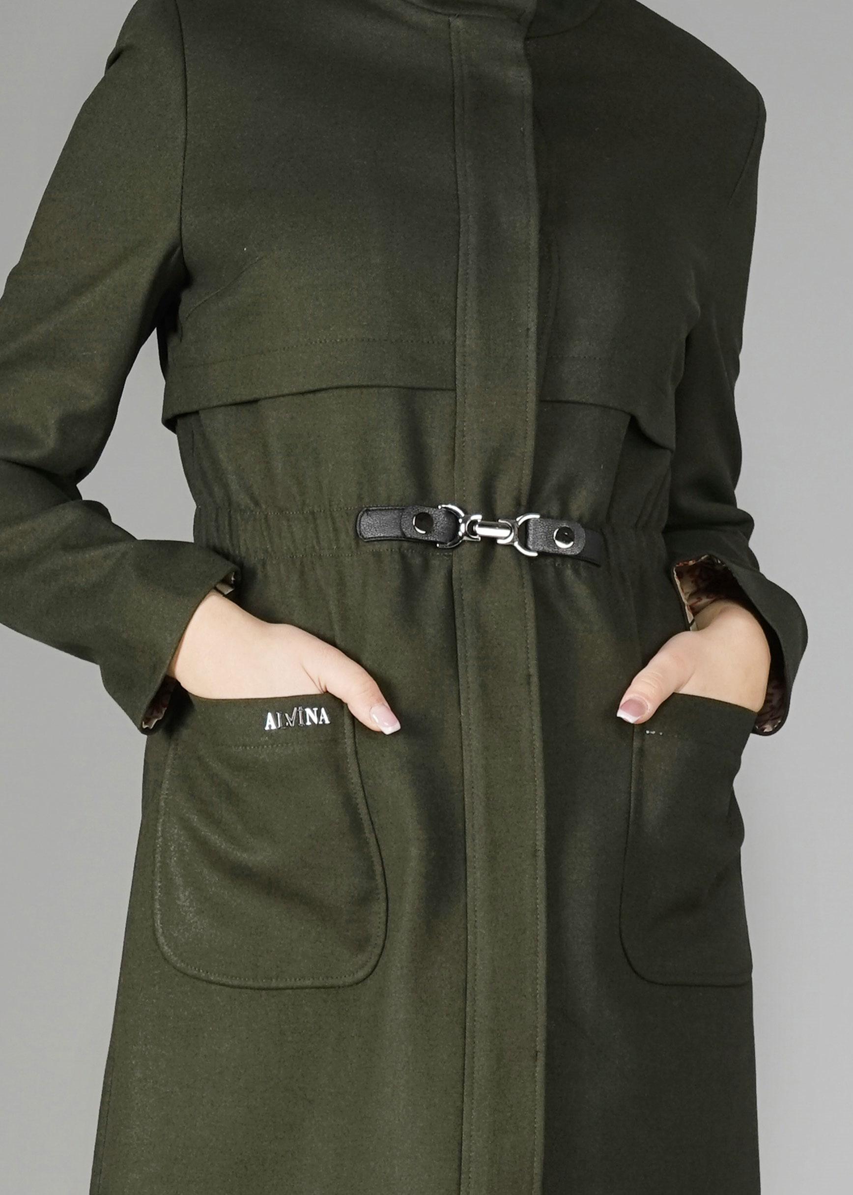 Tesettür giyim HAKİ 1865 TRENÇKOT