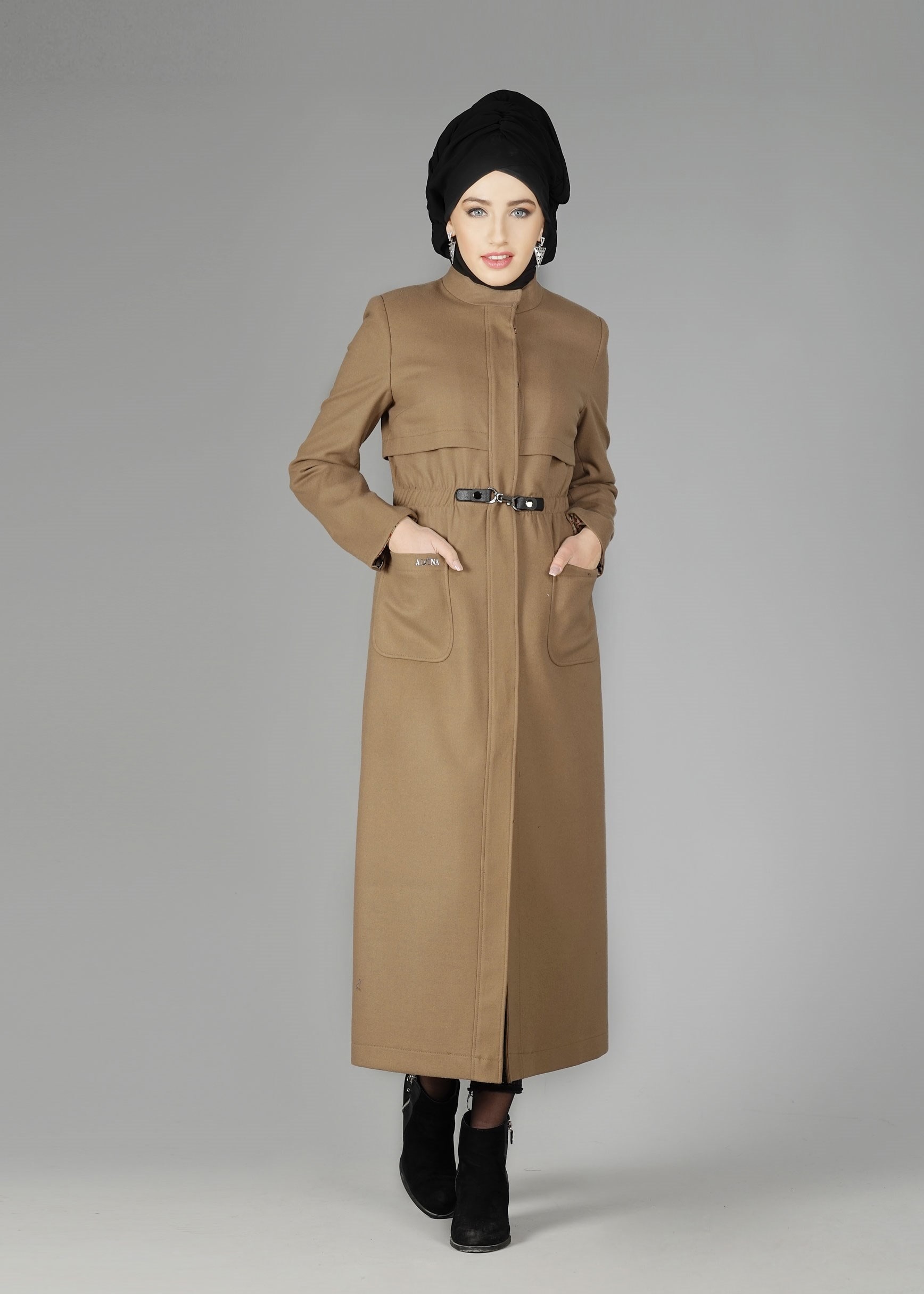 Tesettür giyim KAHVE 1865 TRENÇKOT