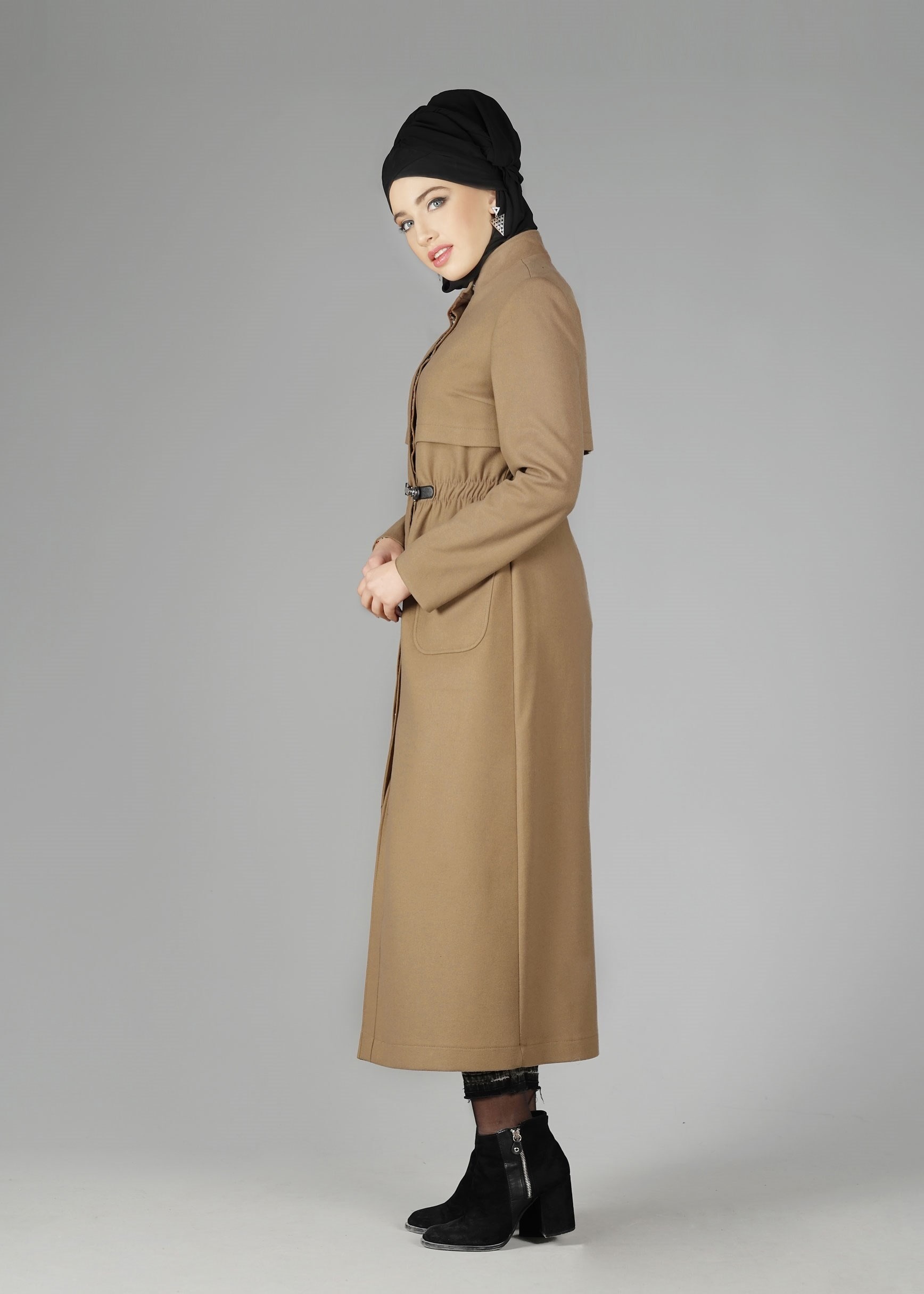 Tesettür giyim KAHVE 1865 TRENÇKOT