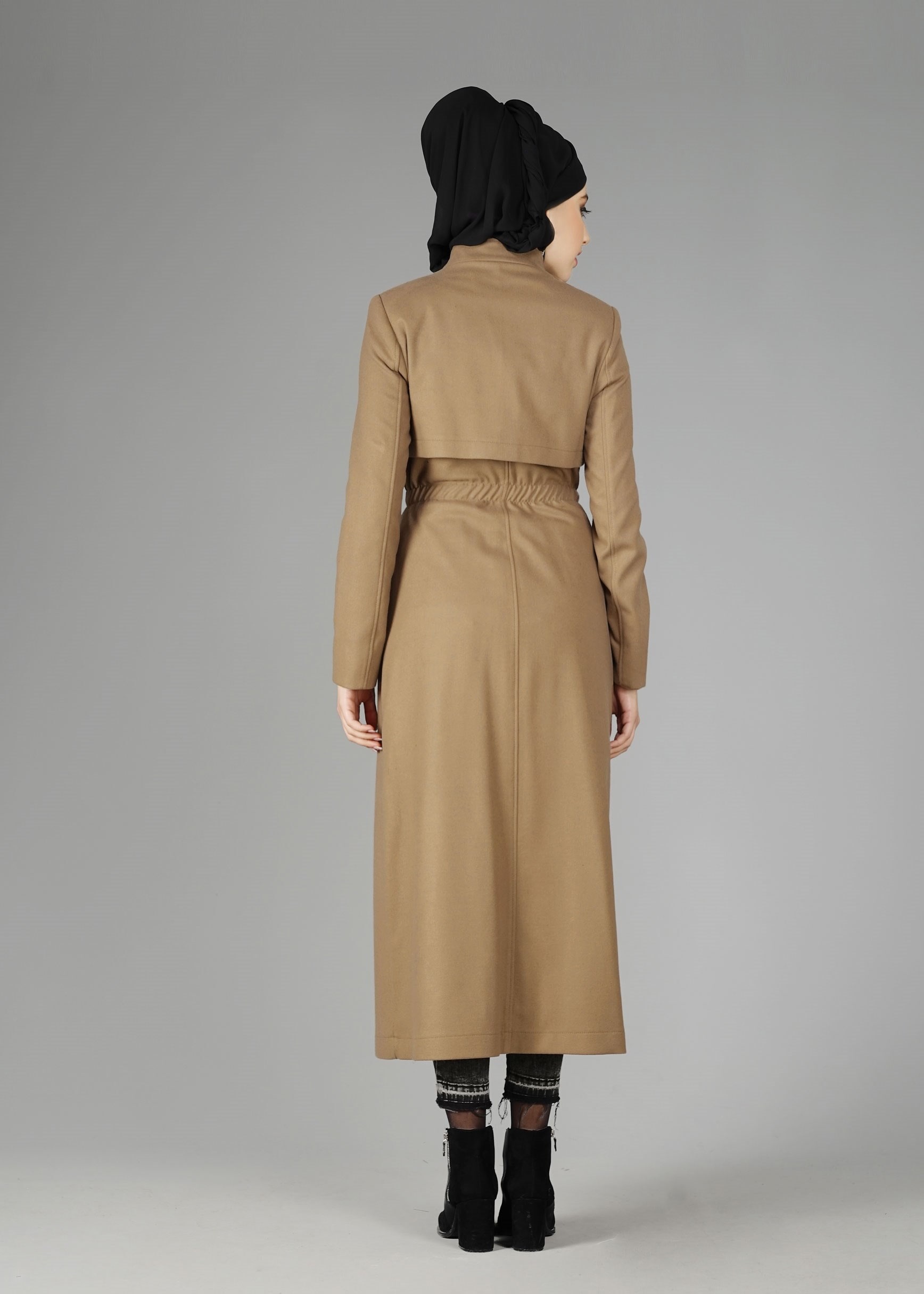 Tesettür giyim KAHVE 1865 TRENÇKOT