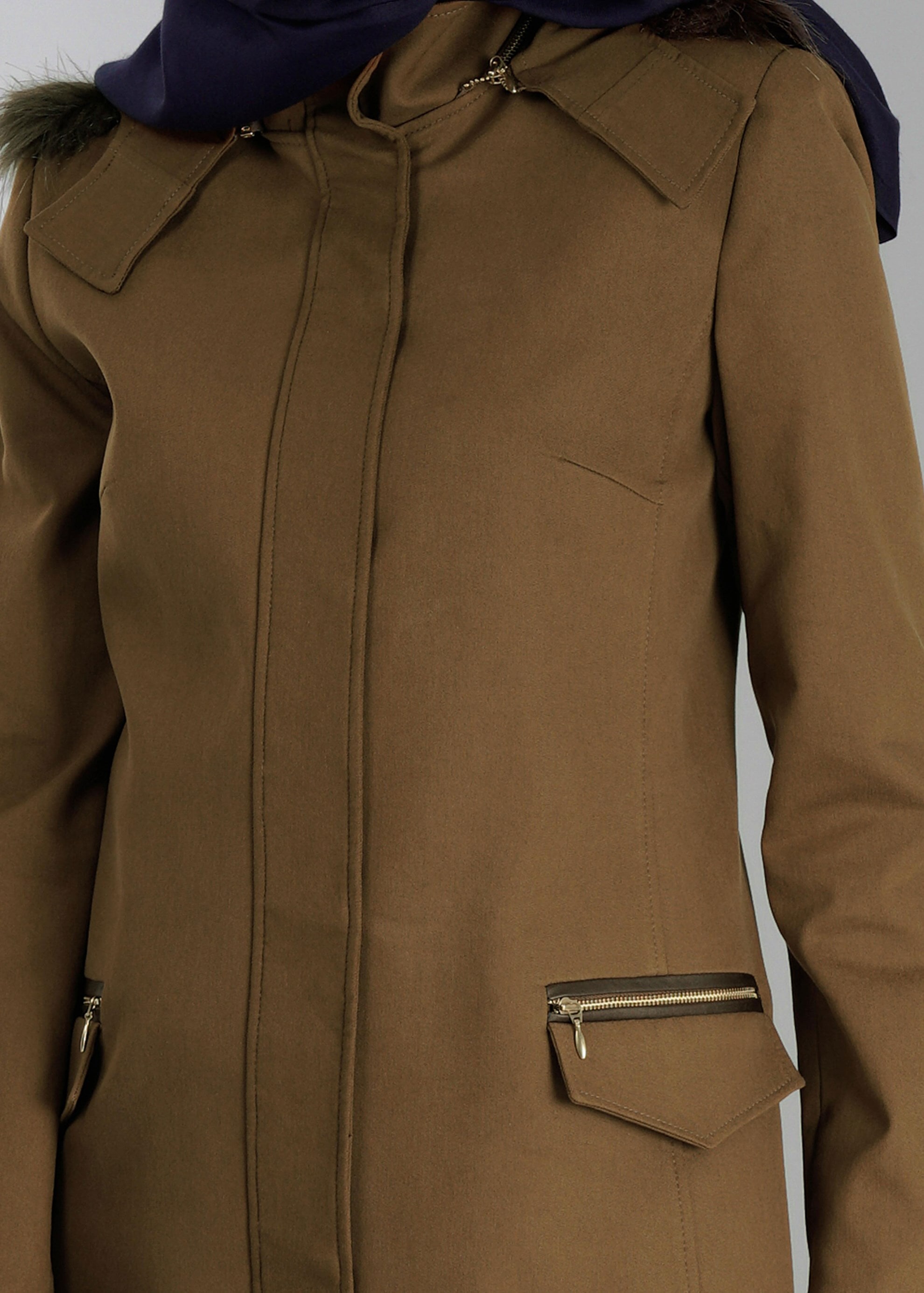 Tesettür giyim KAHVE 1870 TRENÇKOT