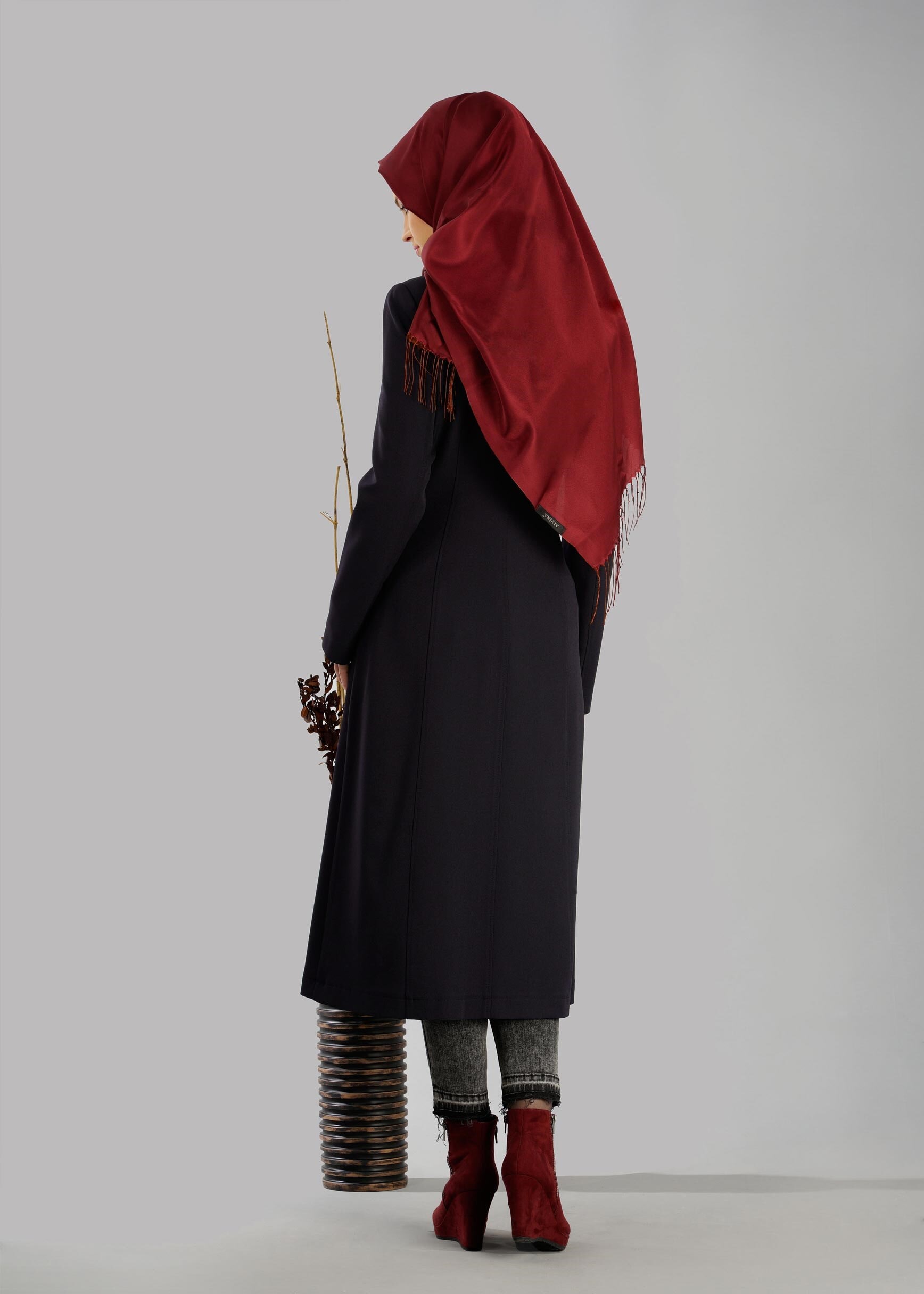 Tesettür giyim LACİVERT 1871 TRENÇKOT 