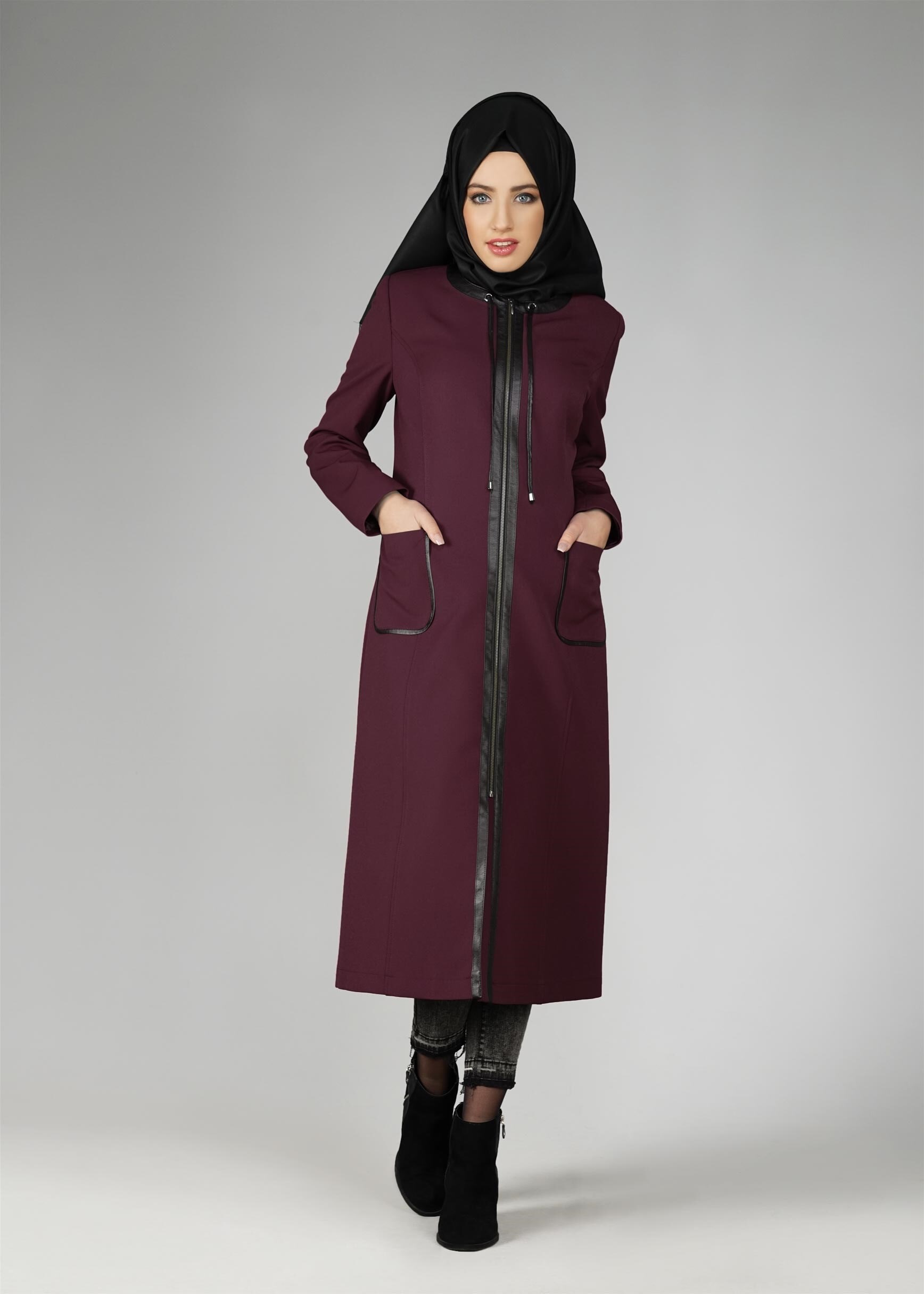 Tesettür giyim MÜRDÜM 1871 TRENÇKOT 