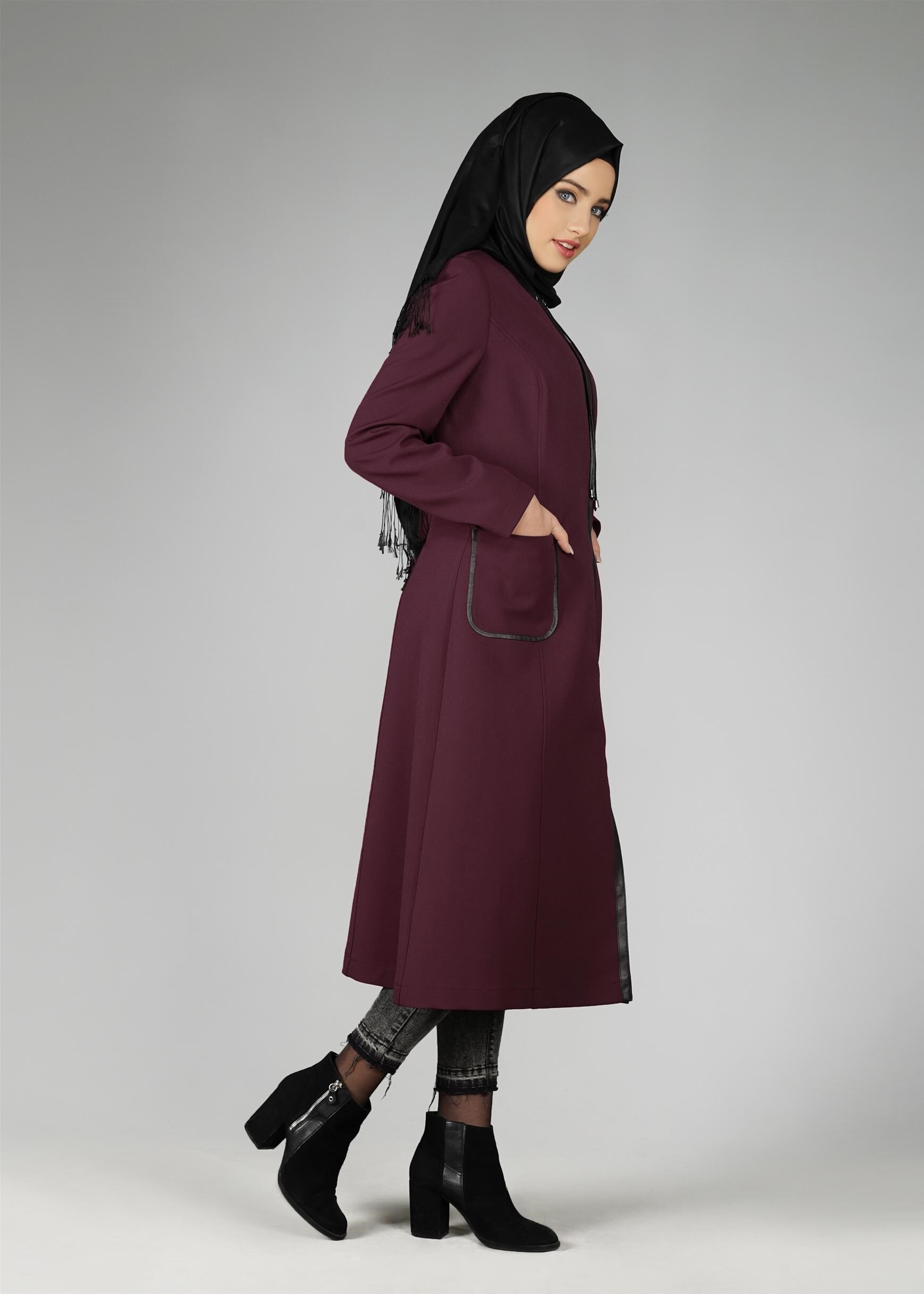 Tesettür giyim MÜRDÜM 1871 TRENÇKOT 