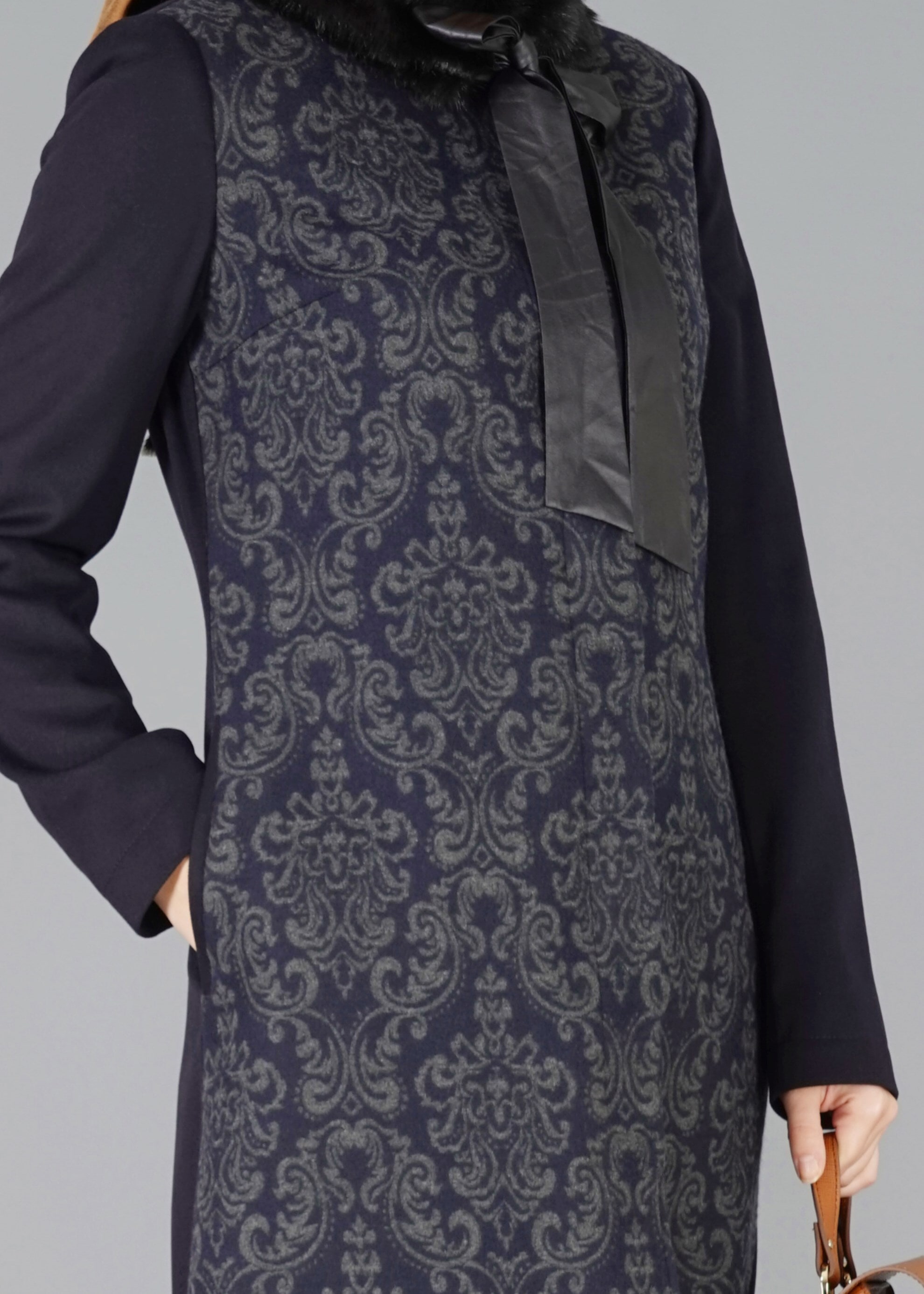 Tesettür giyim LACİVERT 1886 TRENÇKOT