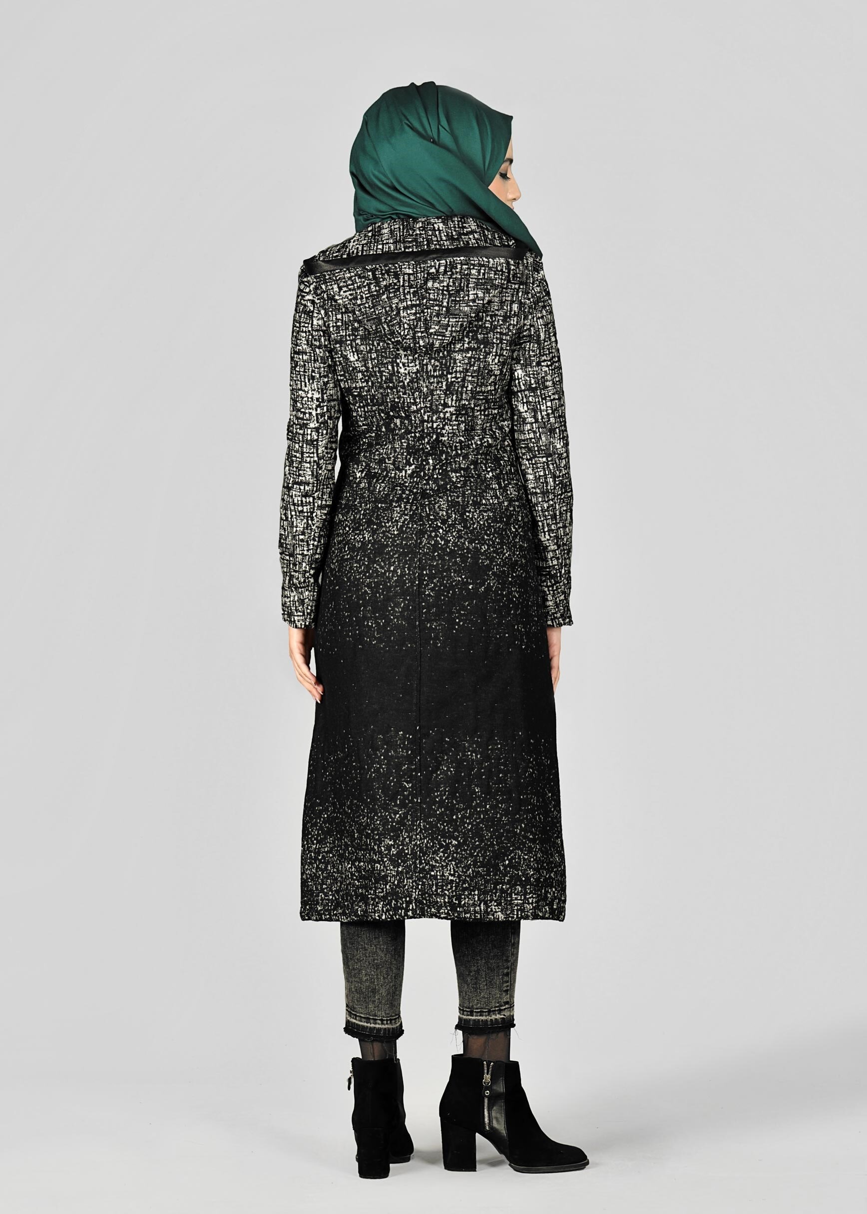 Tesettür giyim SİYAH 1897 TRENÇKOT