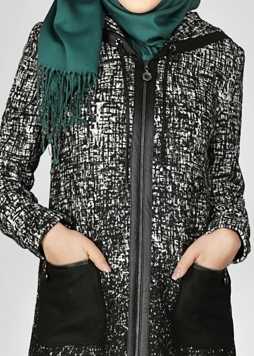 Tesettür giyim SİYAH 1897 TRENÇKOT