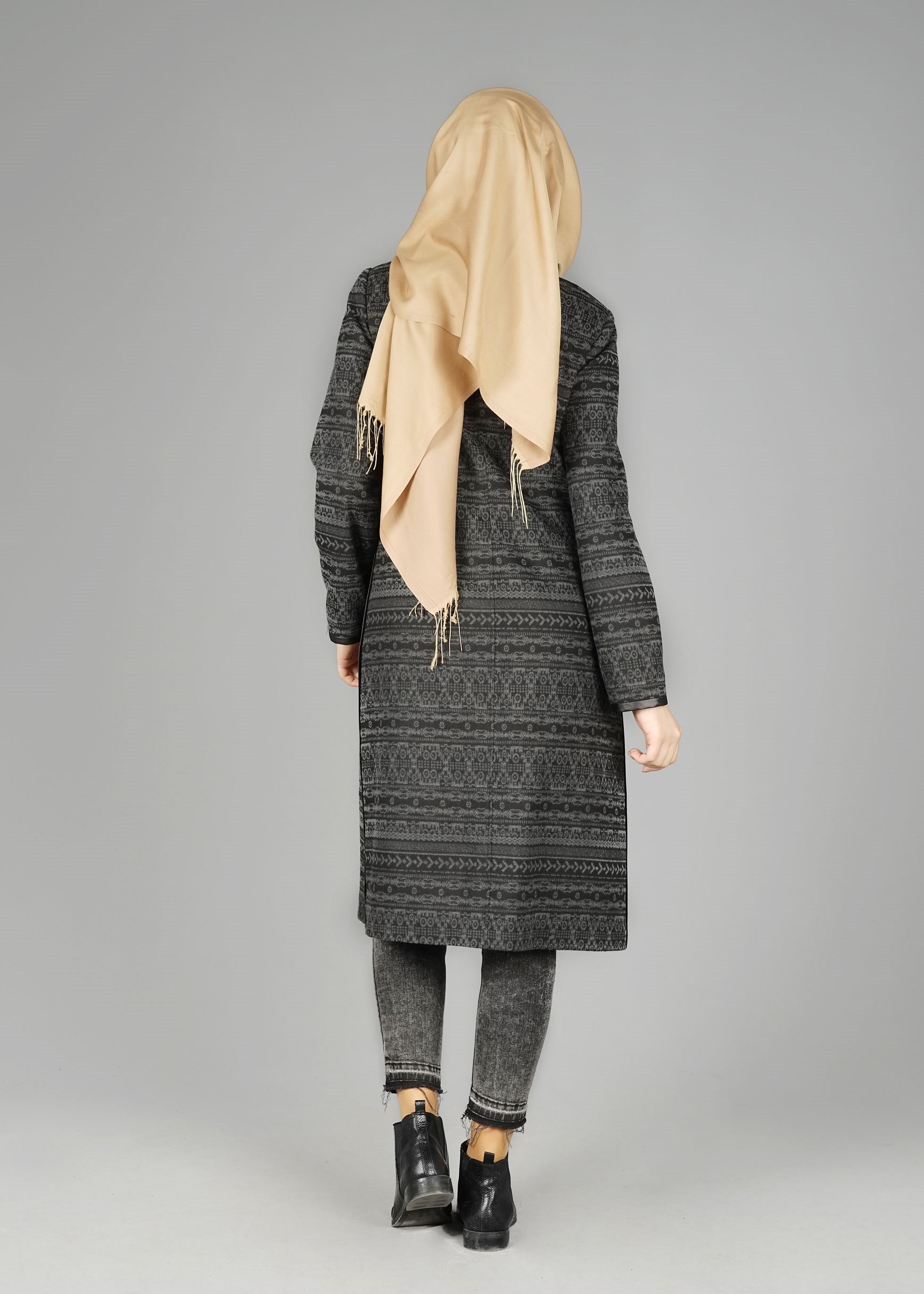 Tesettür giyim GRİ 1900 TRENÇKOT