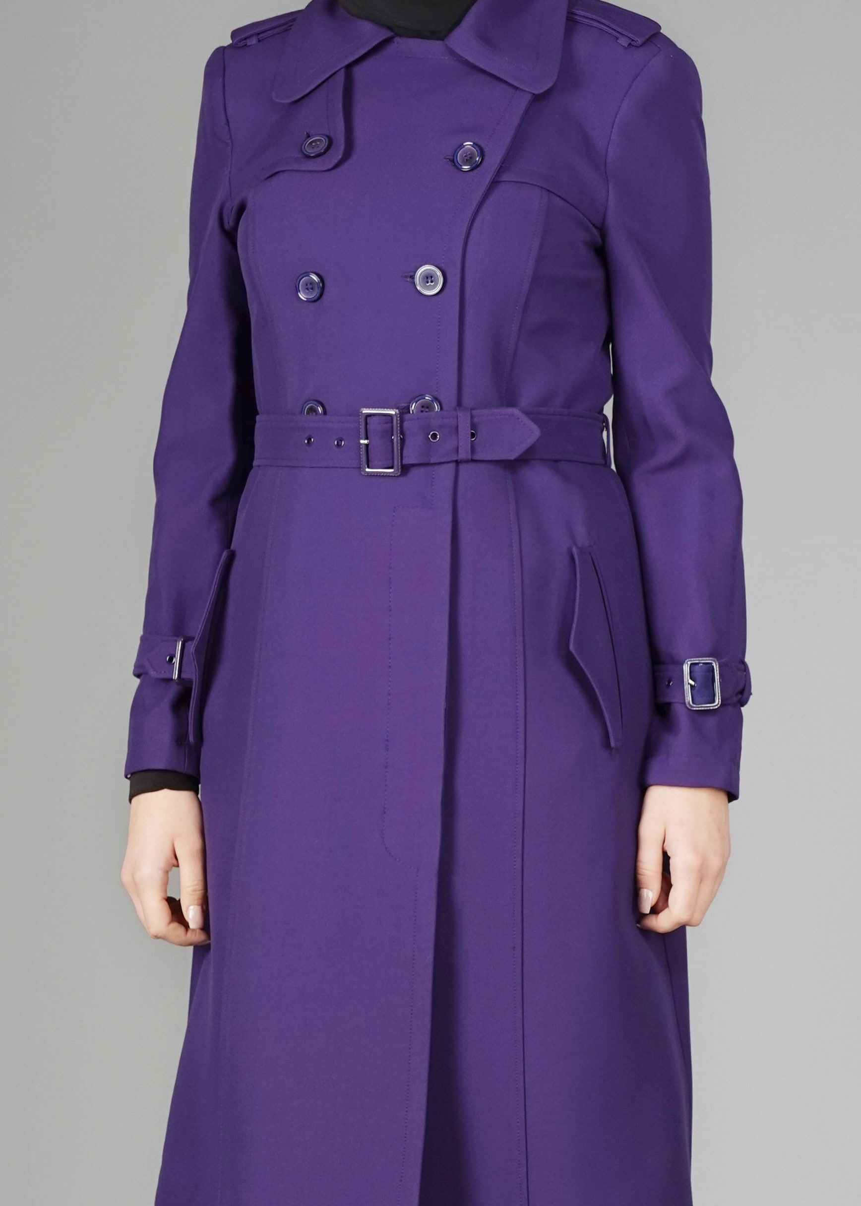 Tesettür giyim LACİVERT 1901 TRENÇKOT