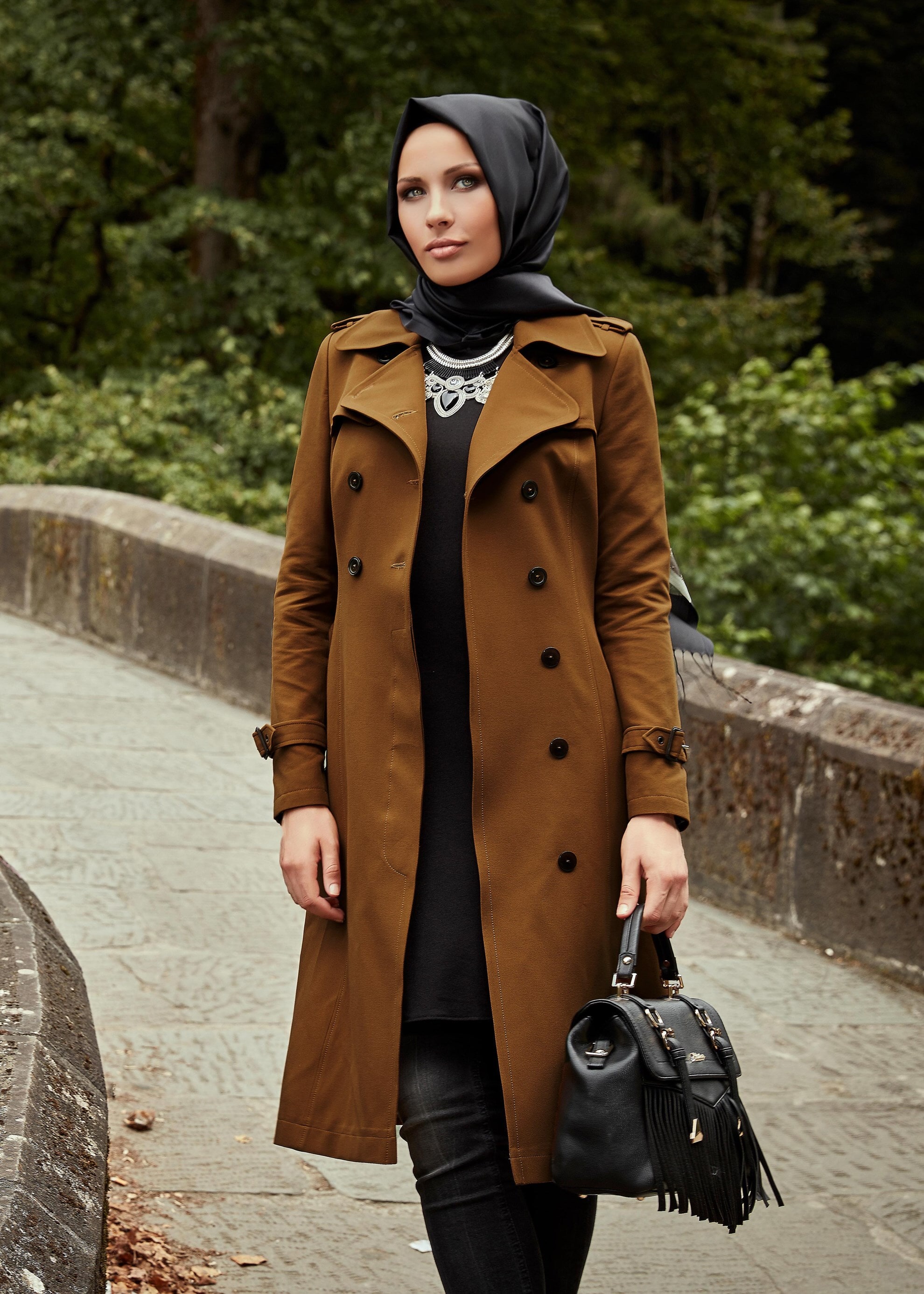 Tesettür giyim KAHVE 1901 TRENÇKOT