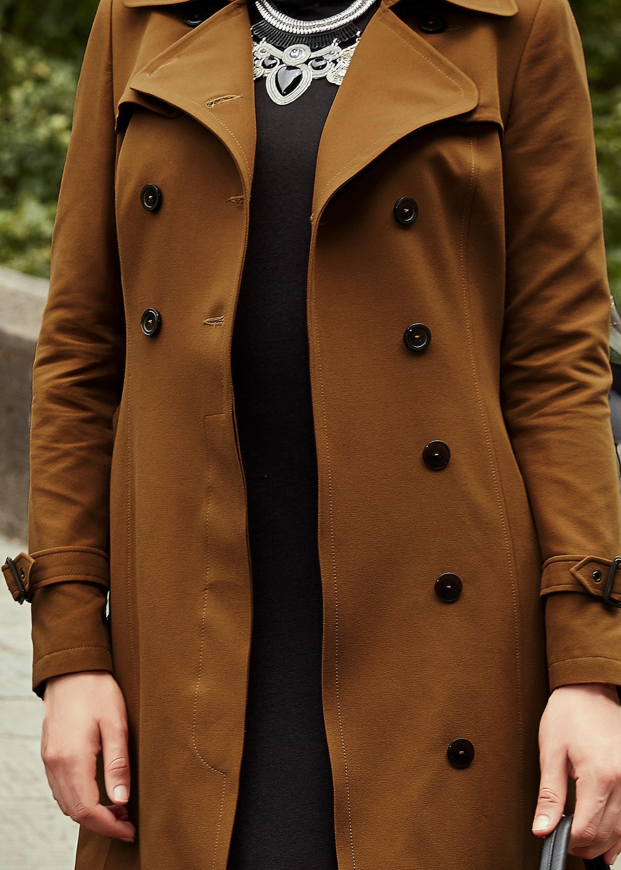 Tesettür giyim KAHVE 1901 TRENÇKOT