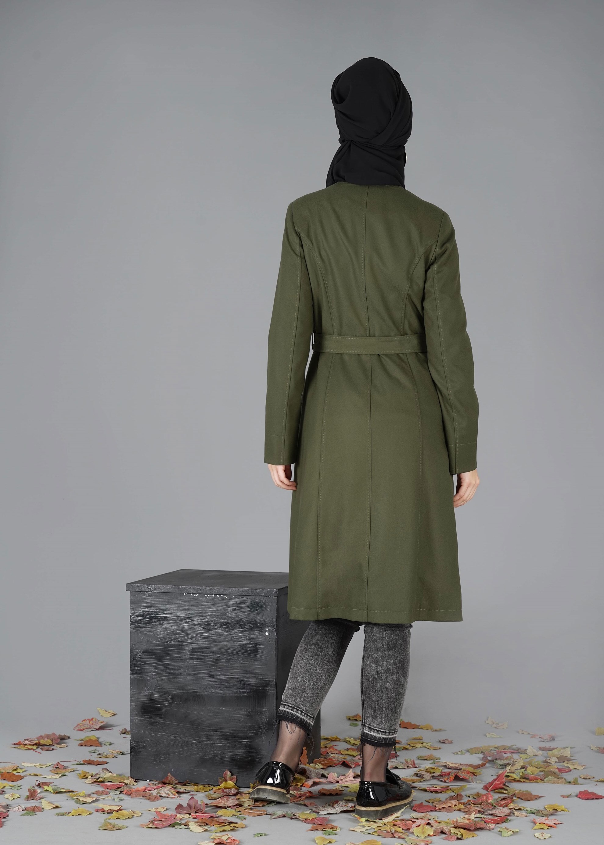 Tesettür giyim HAKİ 1902 TRENÇKOT