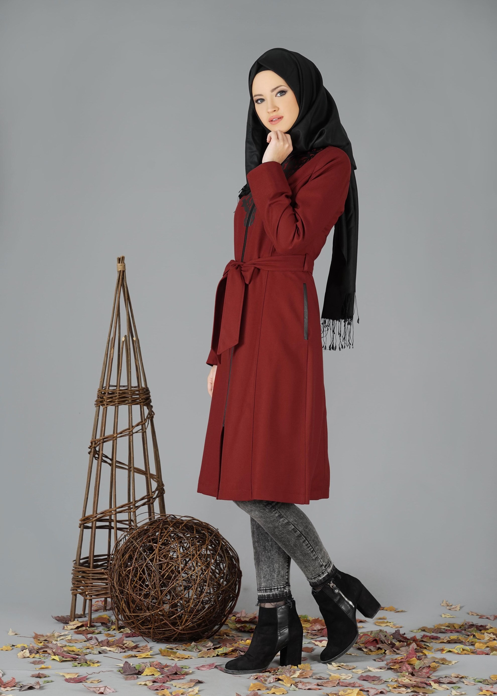 Tesettür giyim TURUNCU 1902 TRENÇKOT