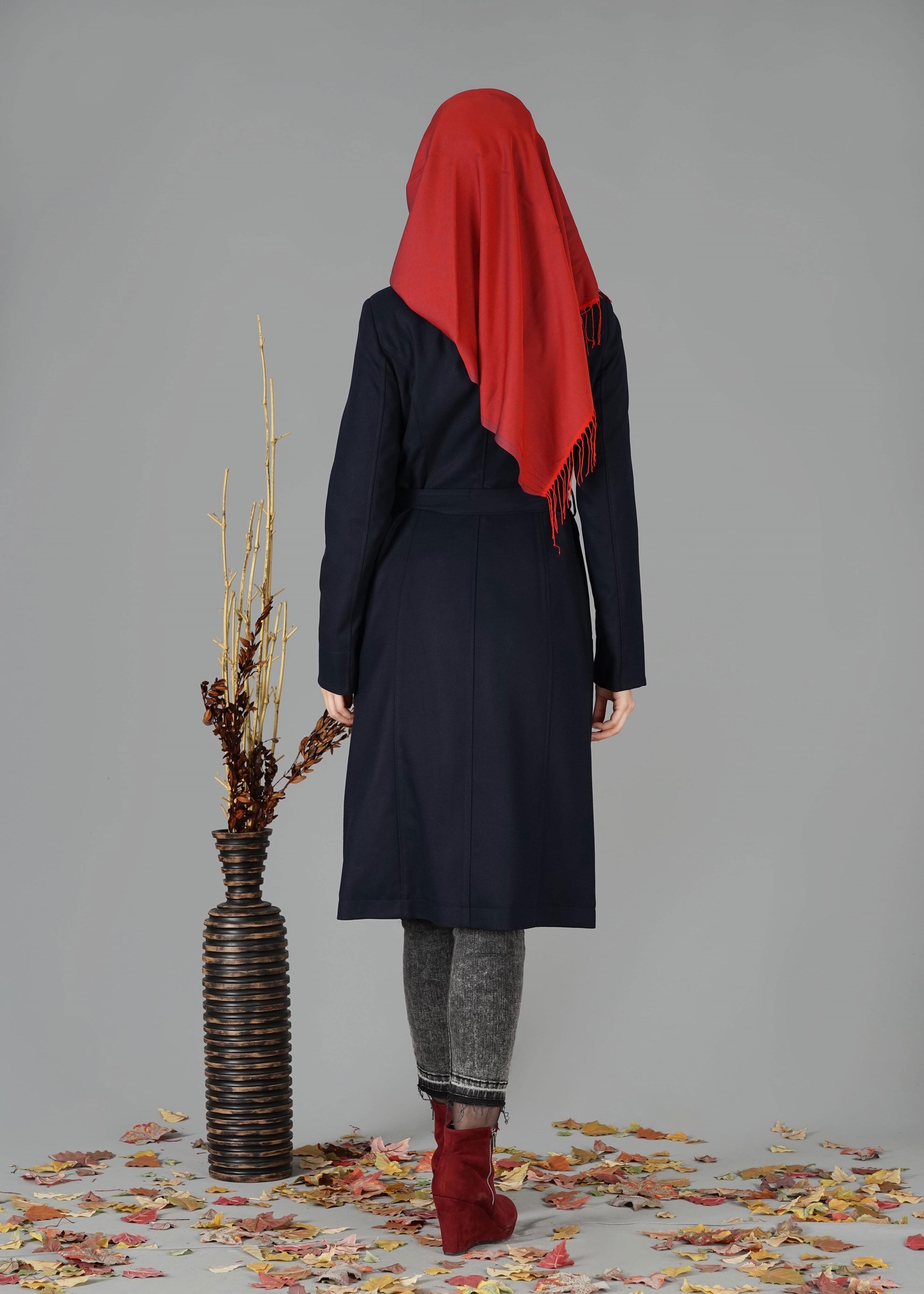 Tesettür giyim LACİVERT 1902 TRENÇKOT