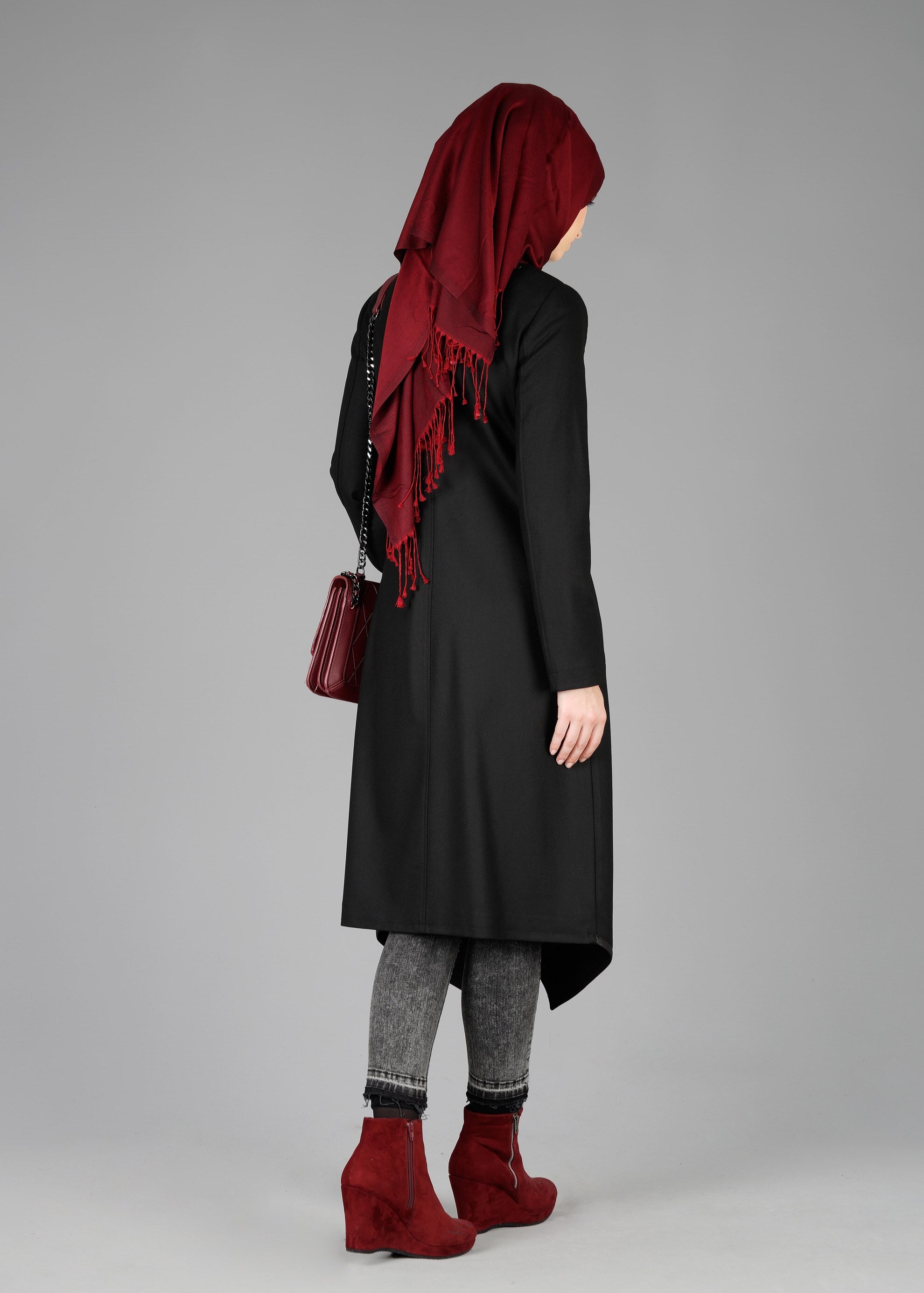 Tesettür giyim SİYAH 1913 TRENÇKOT