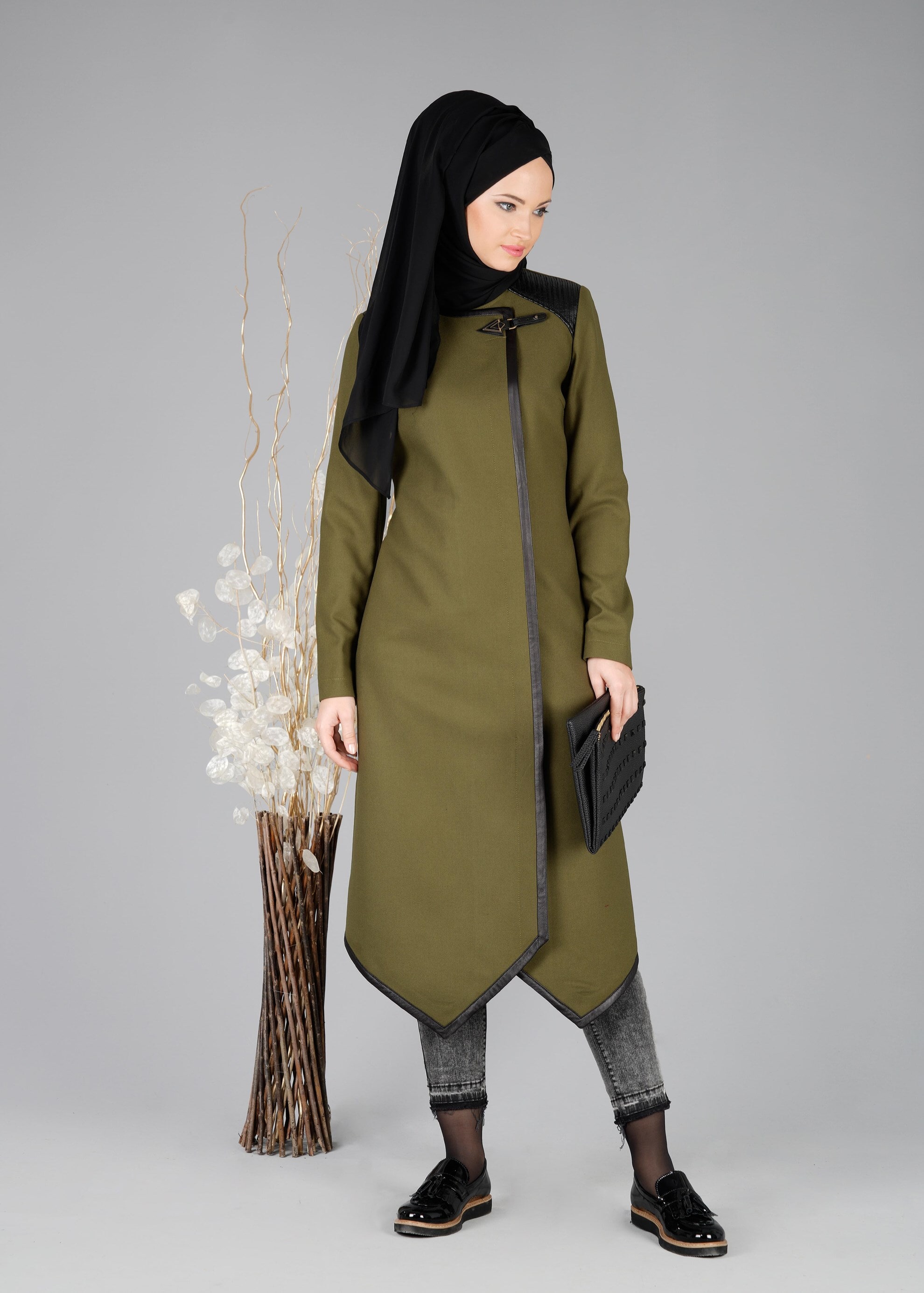 Tesettür giyim HAKİ 1913 TRENÇKOT