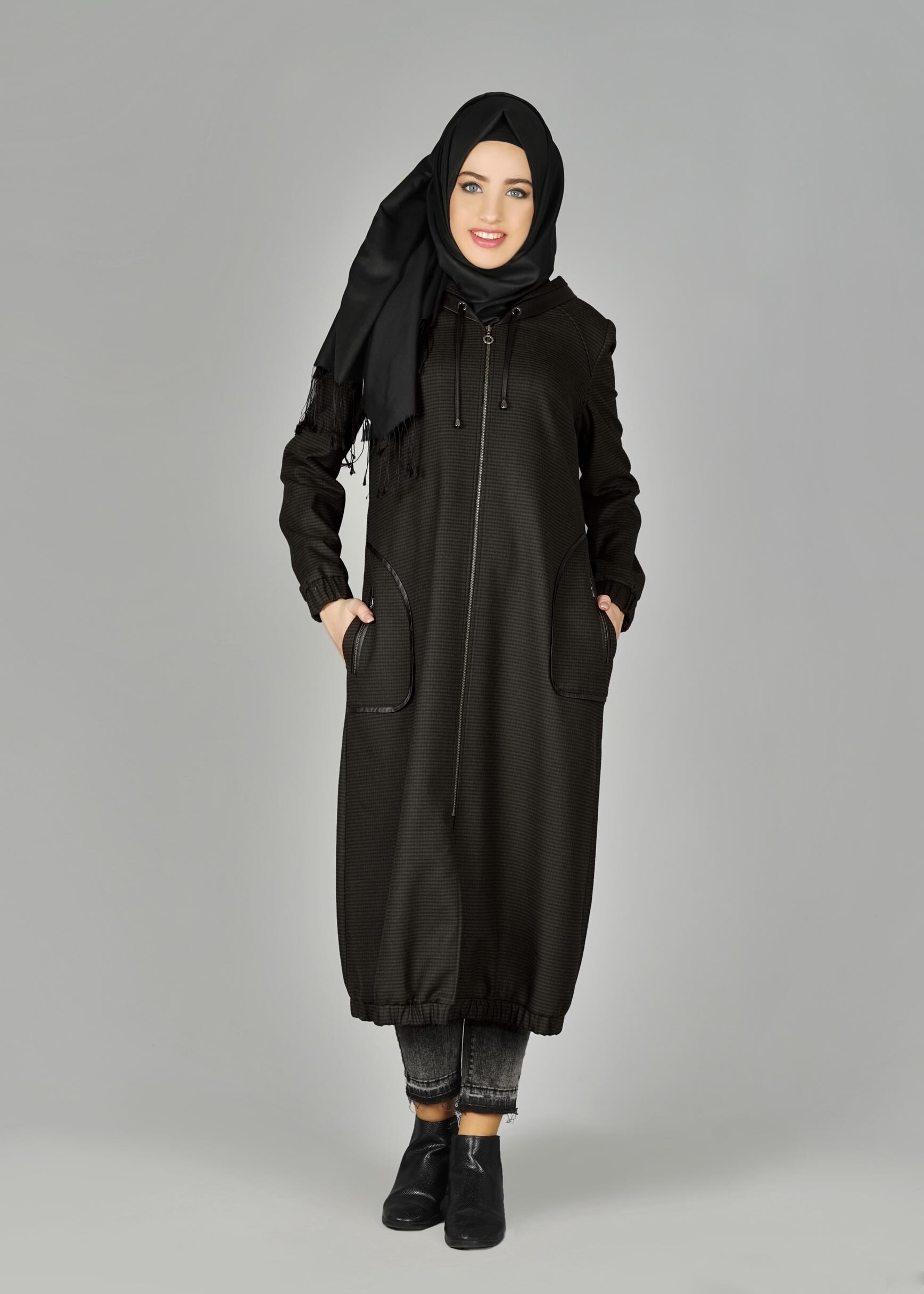 Tesettür giyim KAHVE 1915 TRENÇKOT