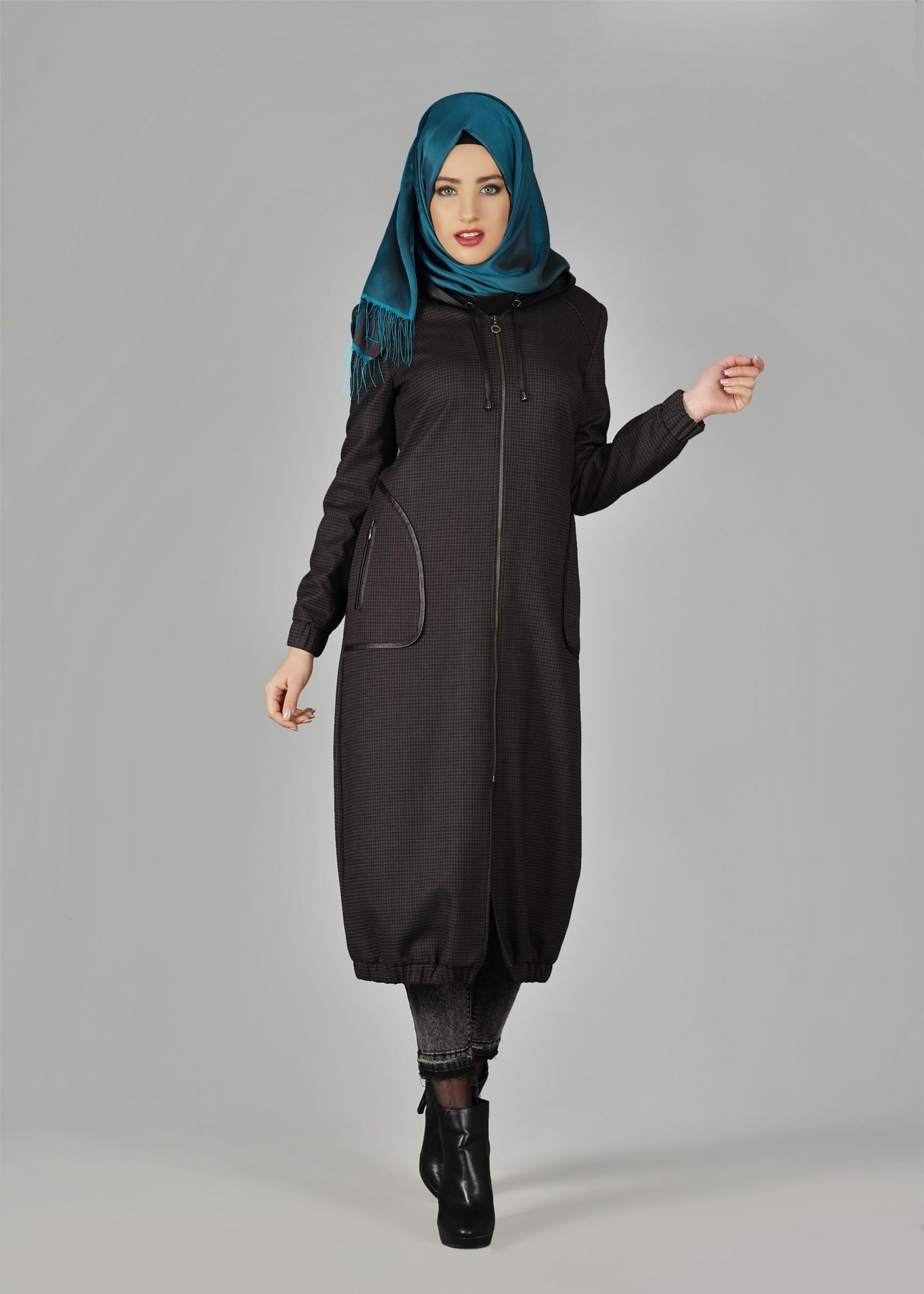 Tesettür giyim KAHVE 1915 TRENÇKOT