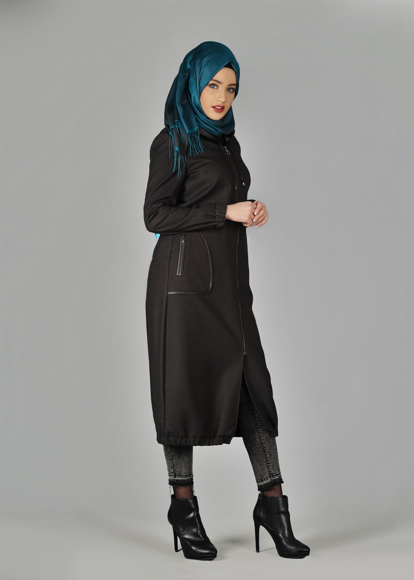 Tesettür giyim KAHVE 1915 TRENÇKOT