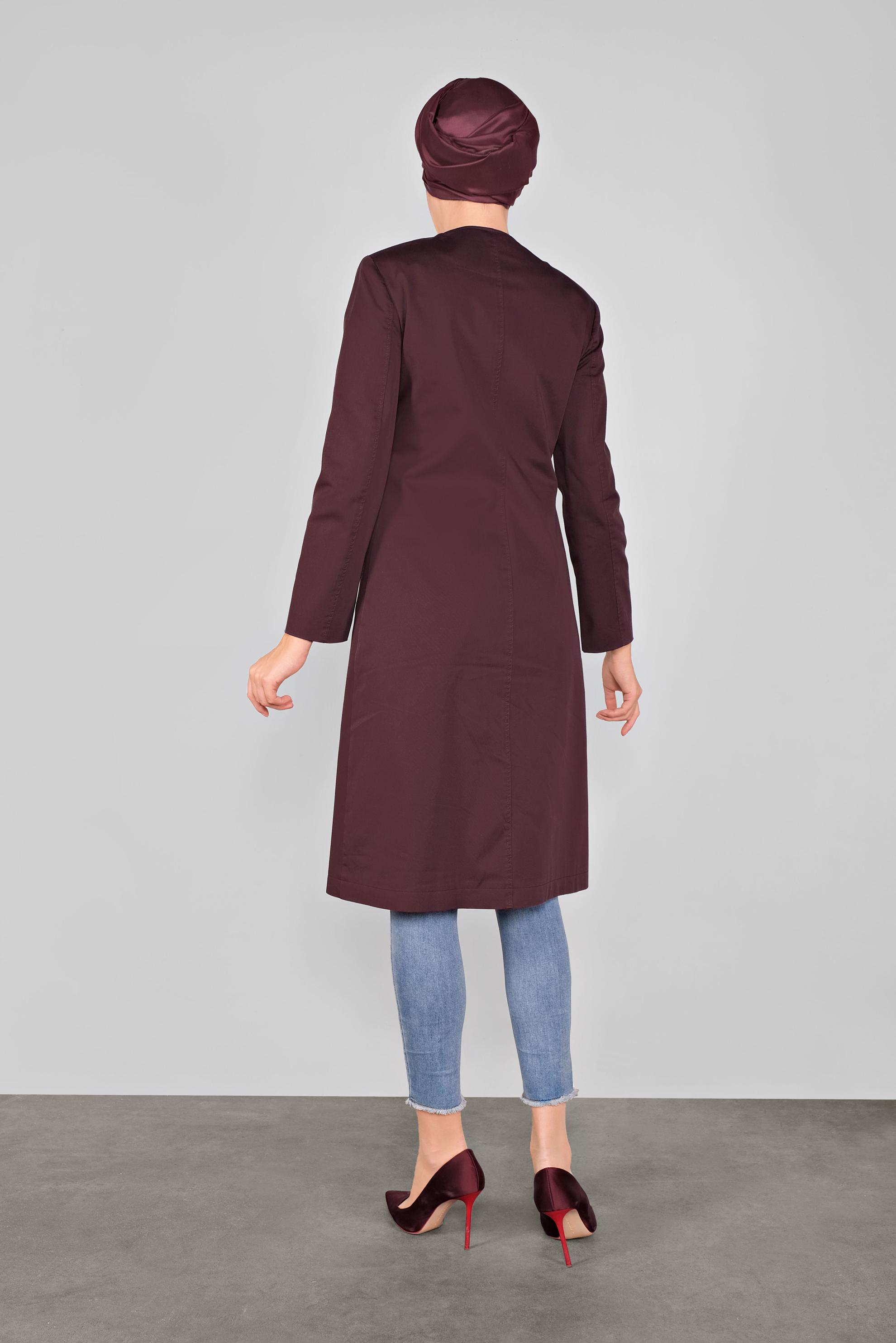 Tesettür giyim BORDO TRENÇKOT 1917 