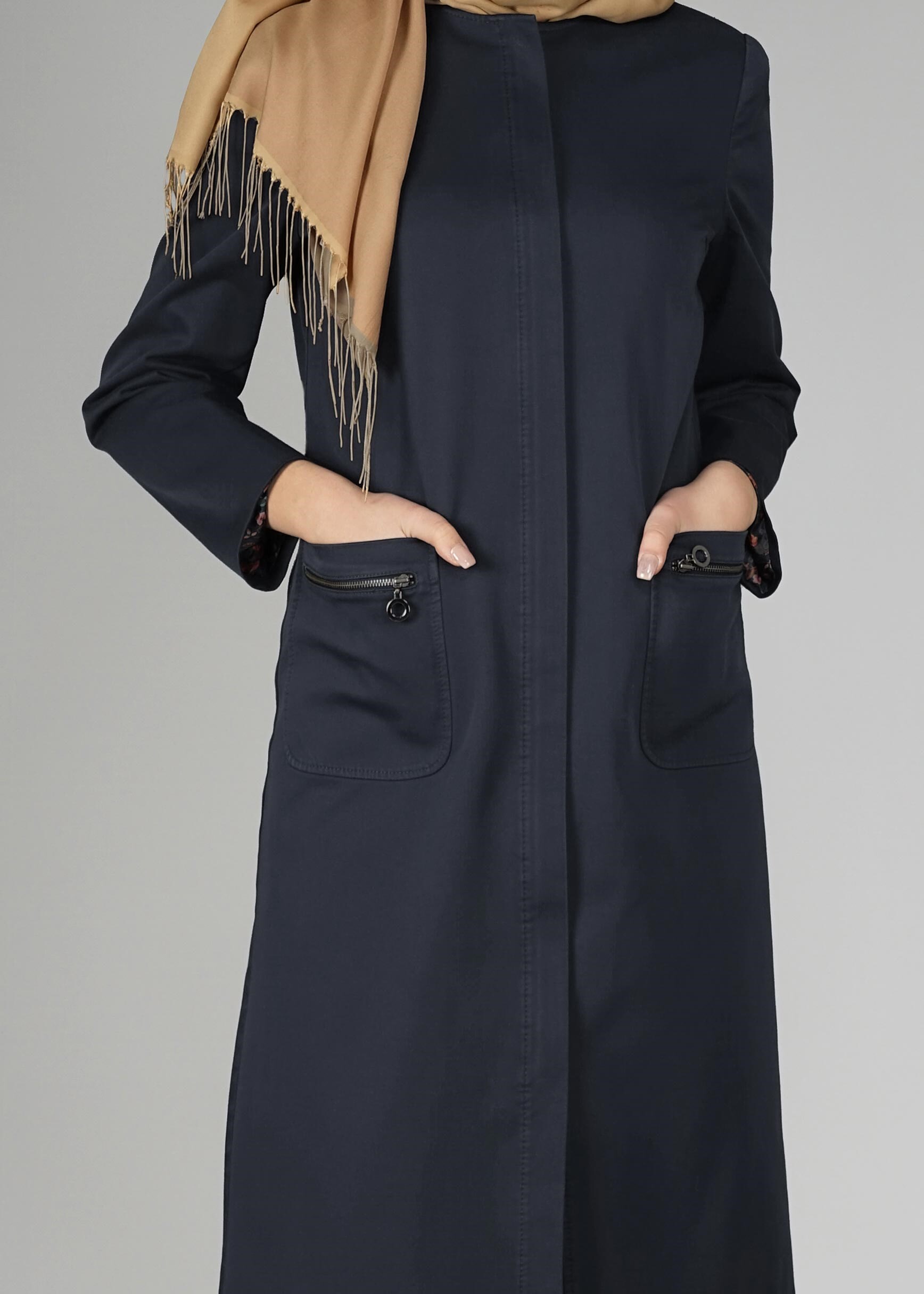 Tesettür giyim LACİVERT TRENÇKOT 1917 