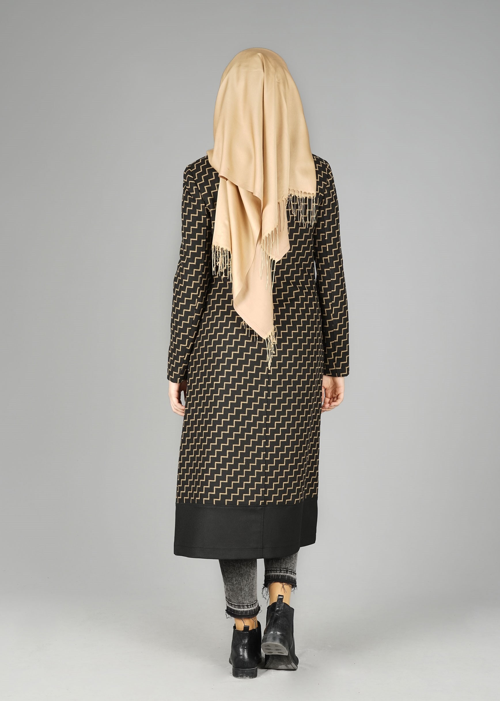 Tesettür giyim SİYAH 1919 TRENÇKOT