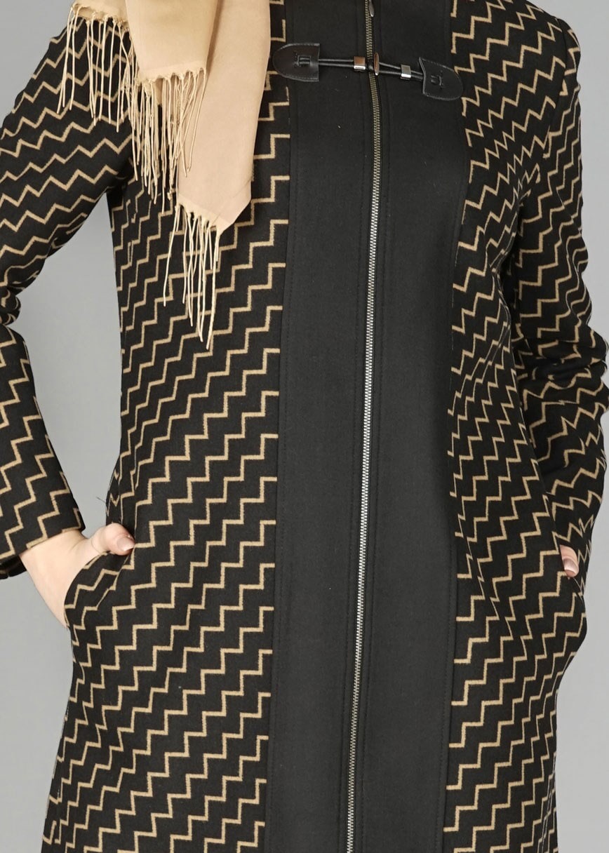 Tesettür giyim SİYAH 1919 TRENÇKOT