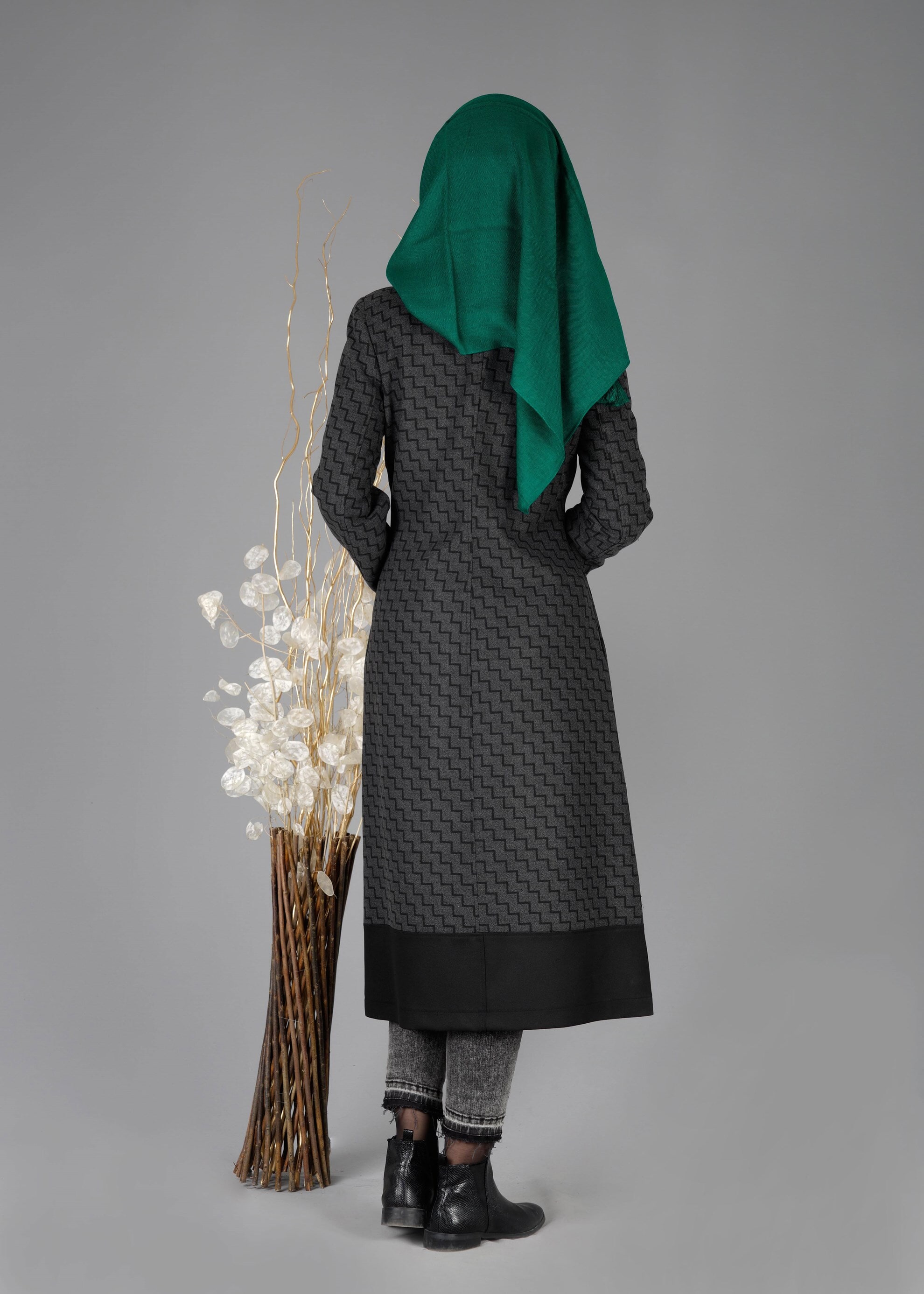 Tesettür giyim GRİ 1919 TRENÇKOT