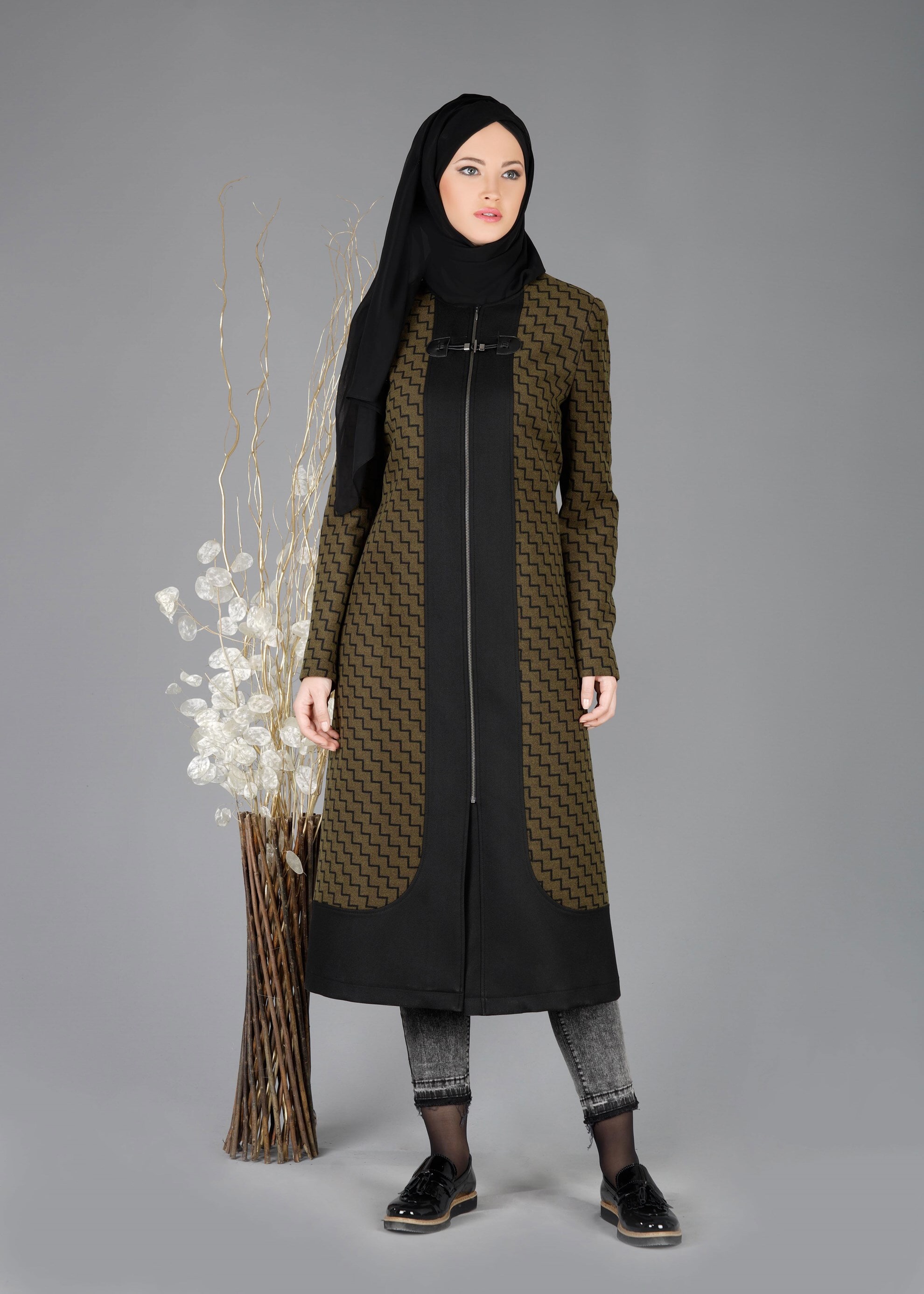 Tesettür giyim HAKİ 1919 TRENÇKOT