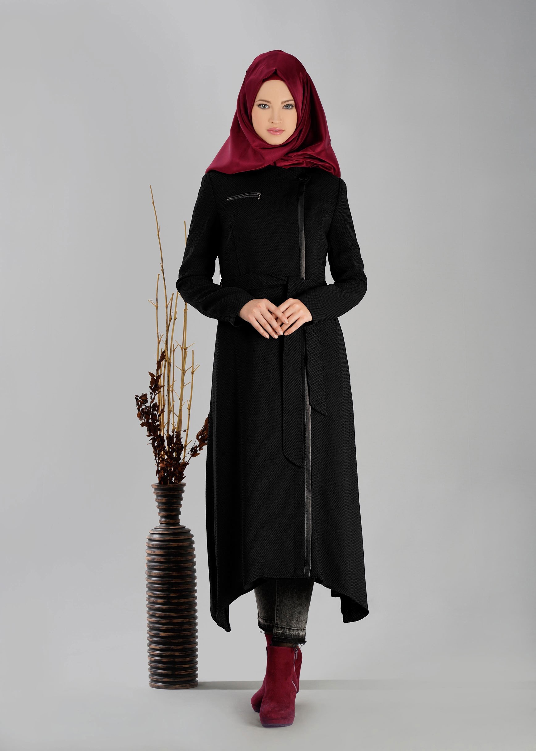 Tesettür giyim SİYAH 1924 TRENÇKOT
