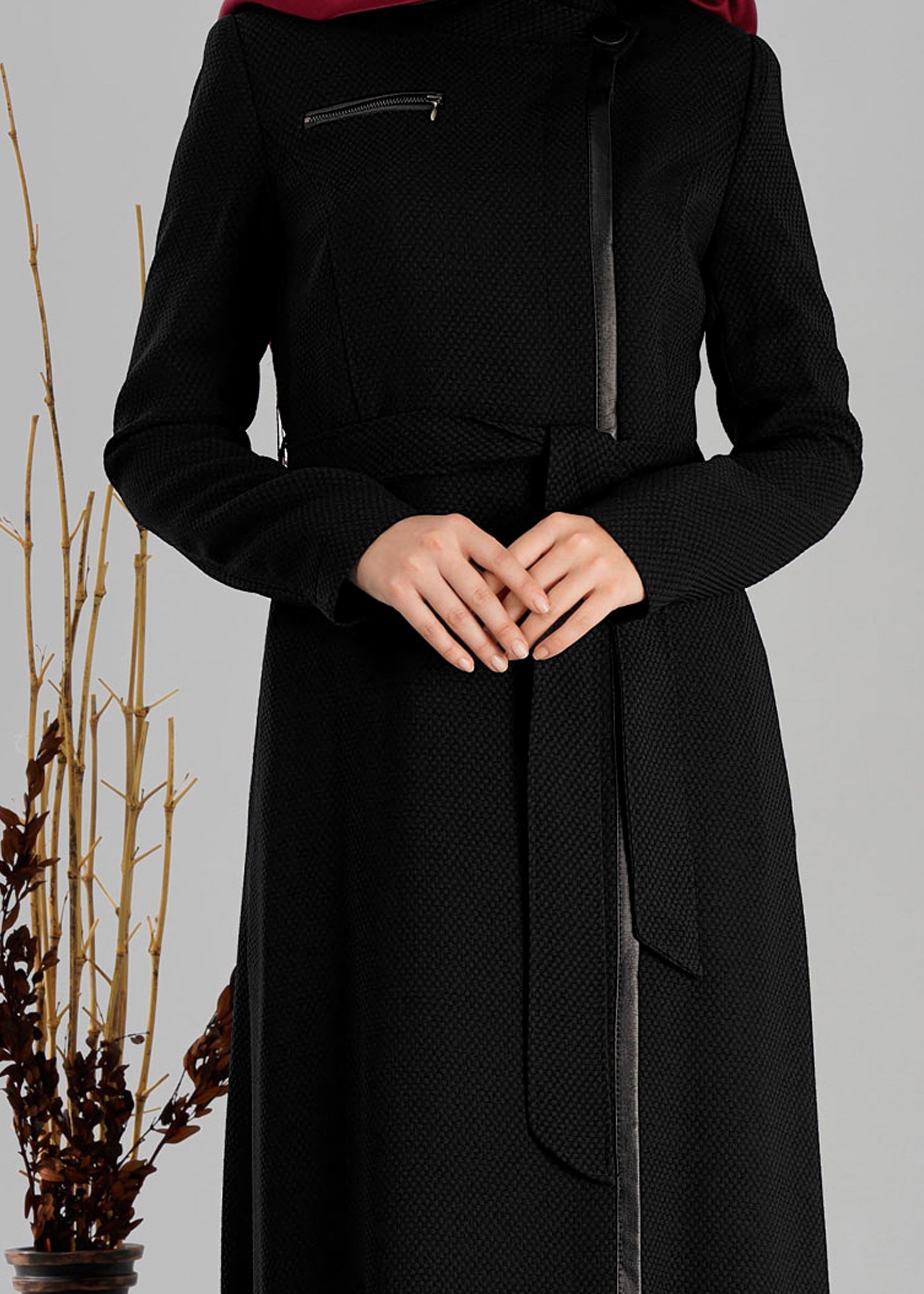 Tesettür giyim SİYAH 1924 TRENÇKOT