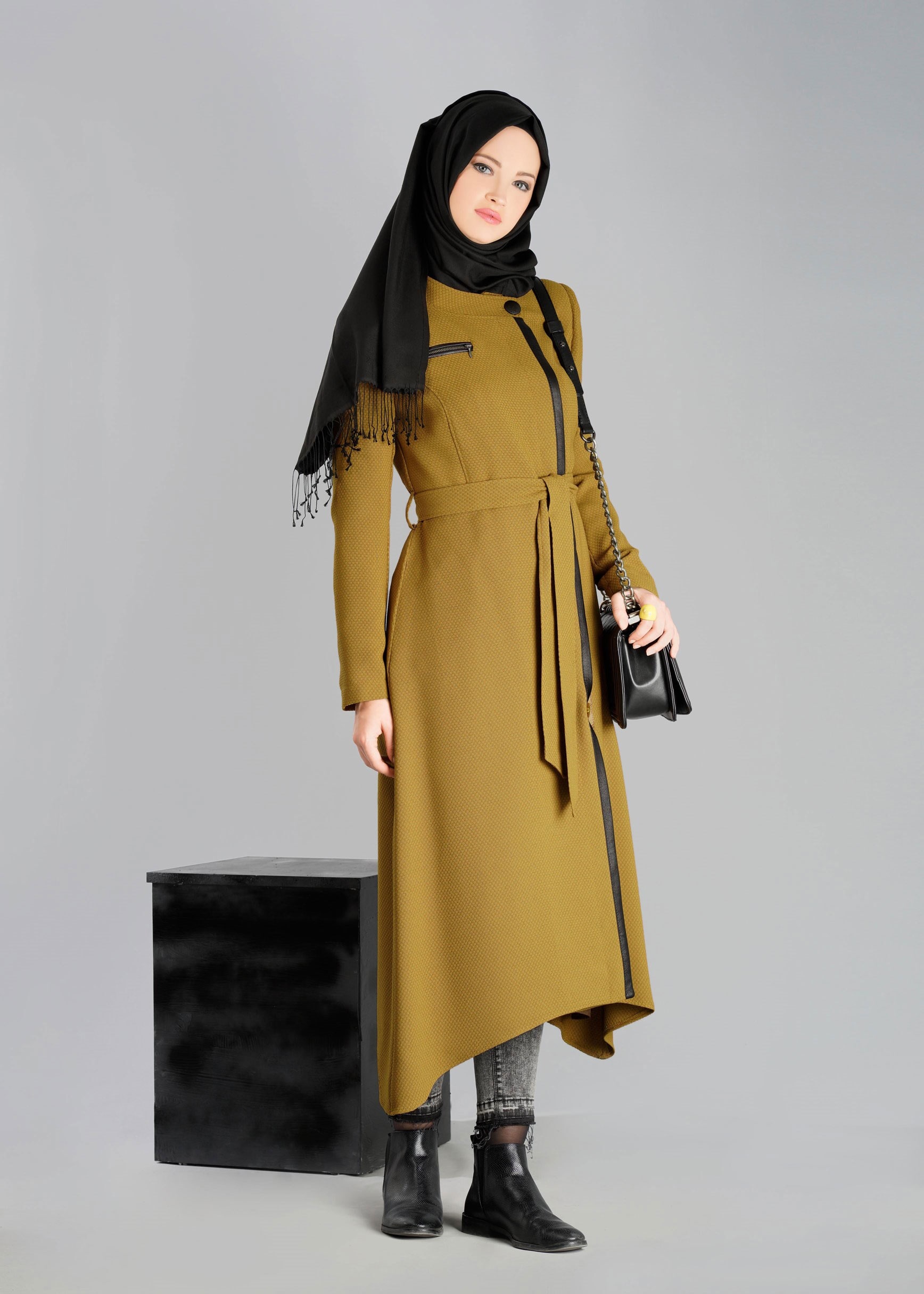 Tesettür giyim SARI 1924 TRENÇKOT