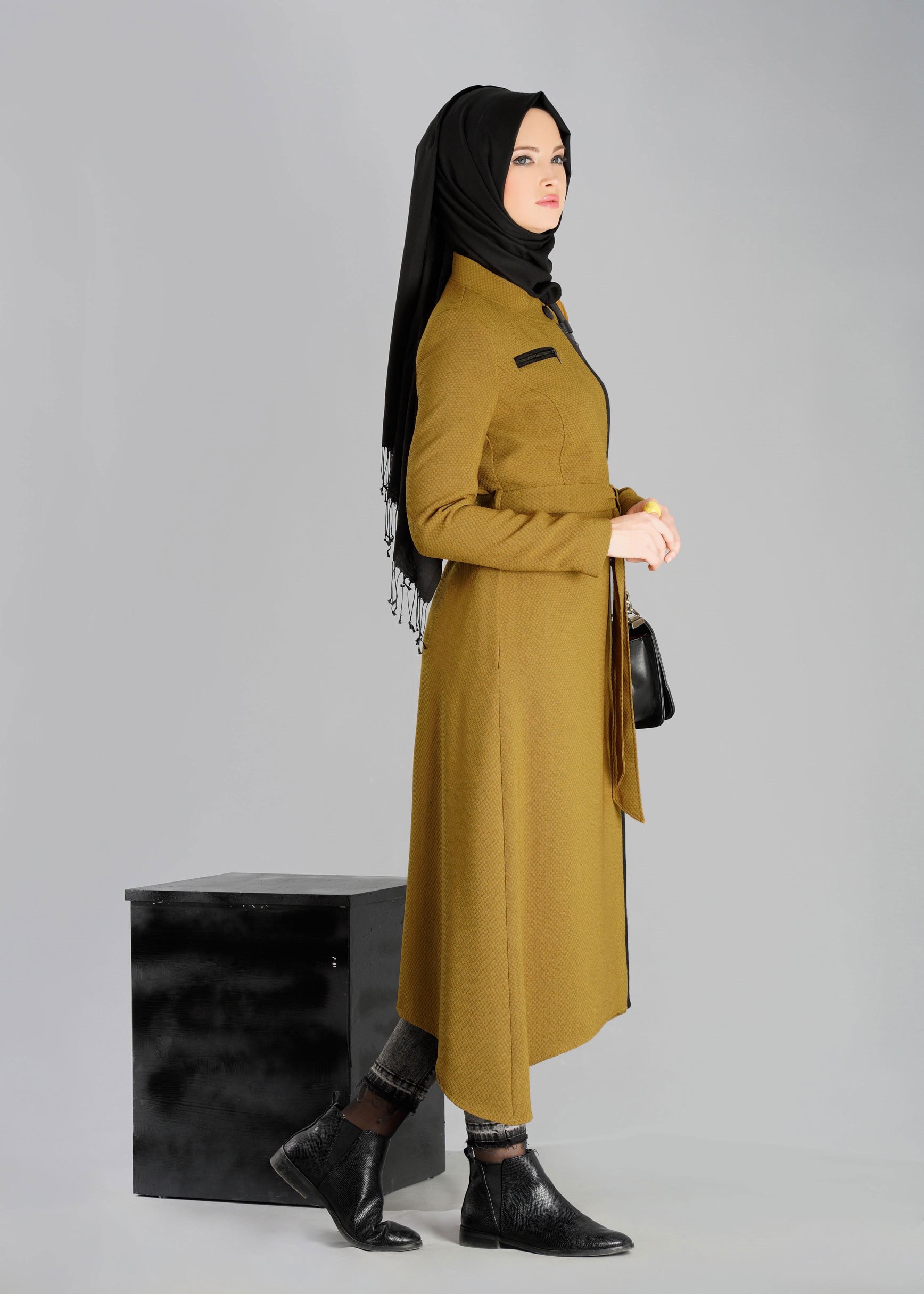 Tesettür giyim SARI 1924 TRENÇKOT