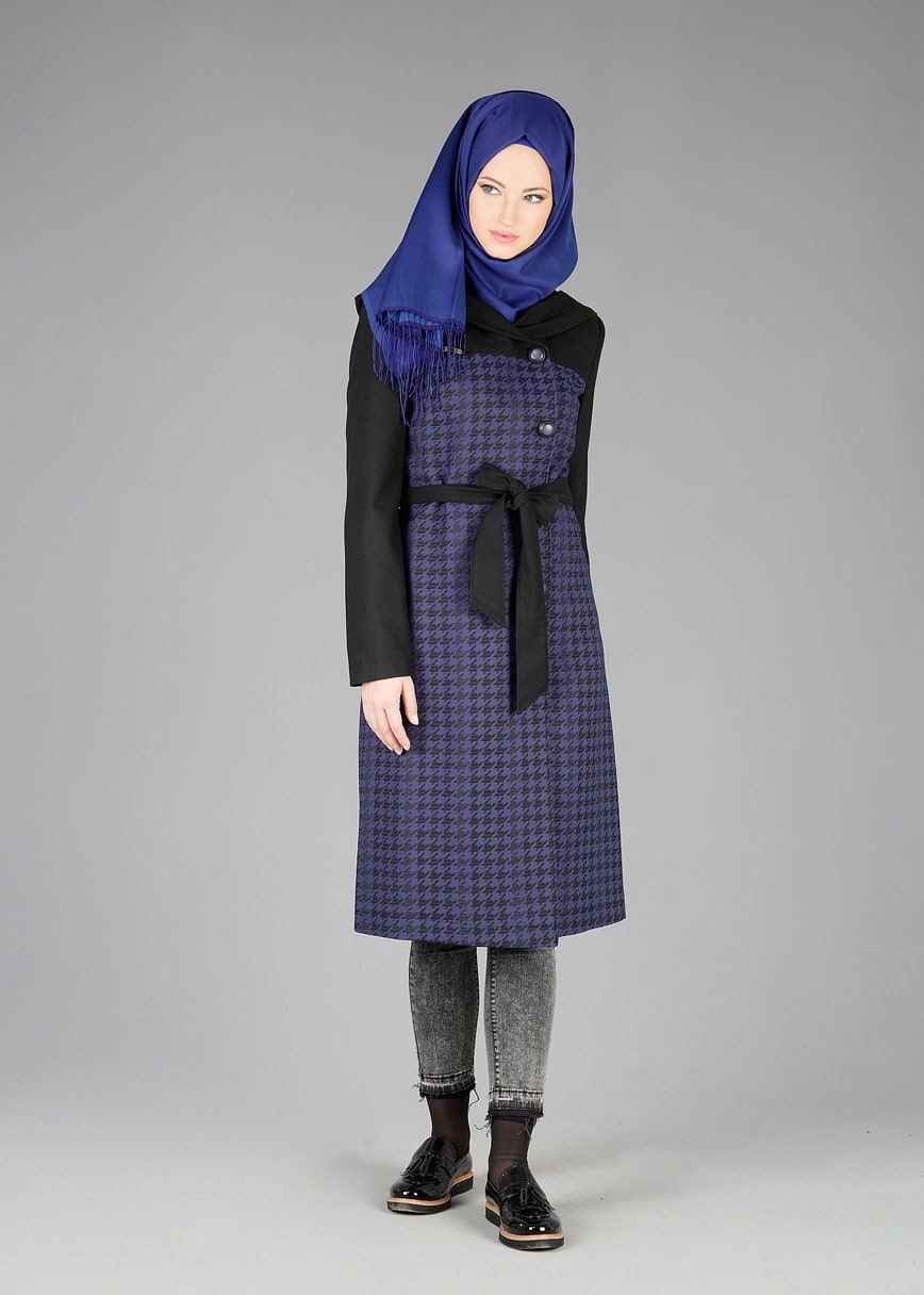 Tesettür giyim LACİVERT 1925 TRENÇKOT