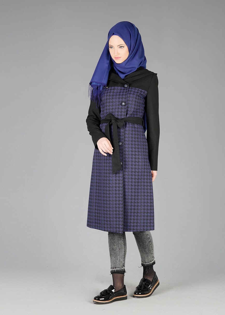 Tesettür giyim LACİVERT 1925 TRENÇKOT
