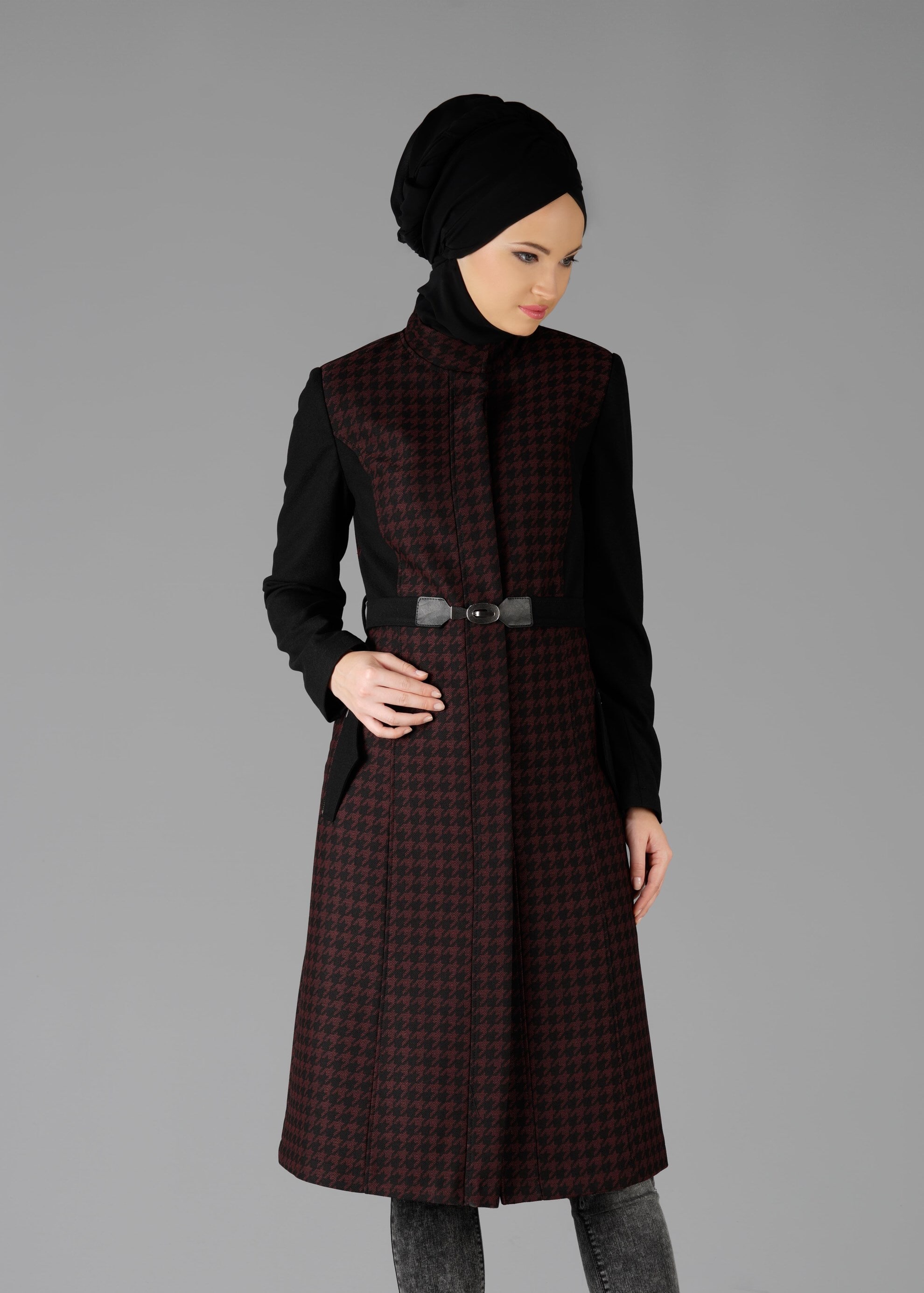 Tesettür giyim BORDO 1926 TRENÇKOT