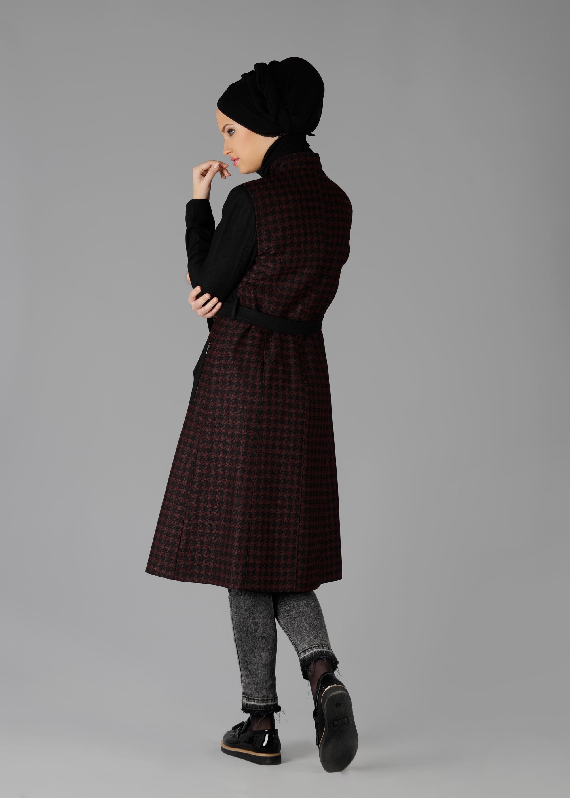 Tesettür giyim BORDO 1926 TRENÇKOT