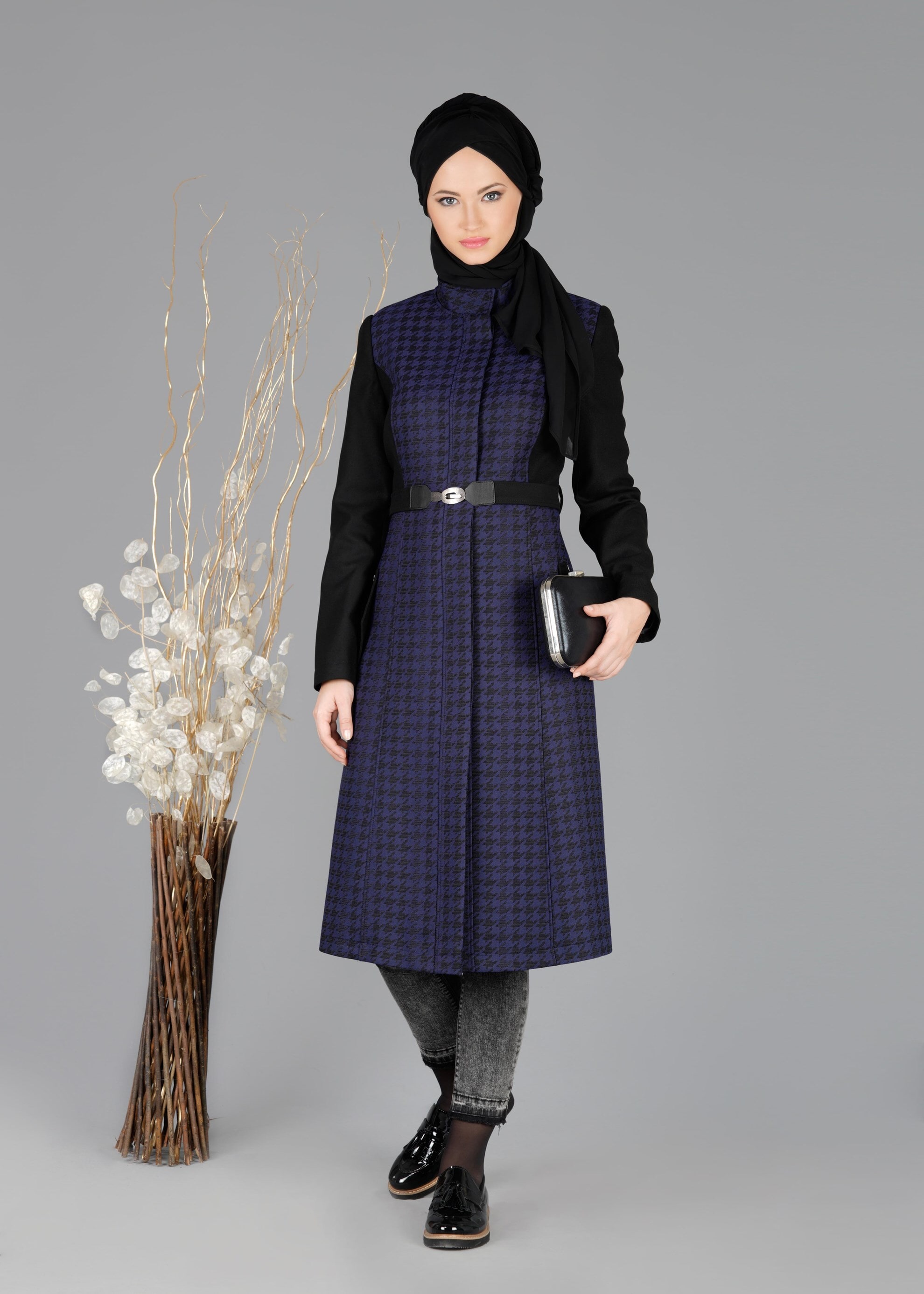 Tesettür giyim LACİVERT 1926 TRENÇKOT
