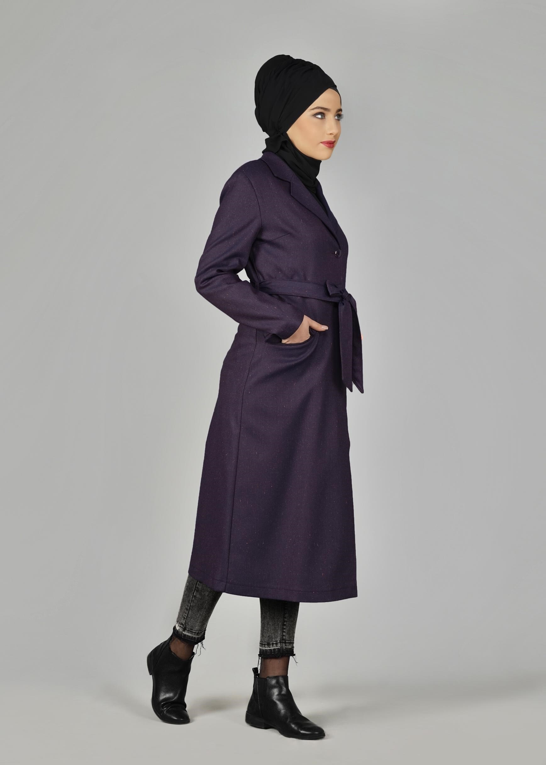 Tesettür giyim MOR 1927 TRENÇKOT