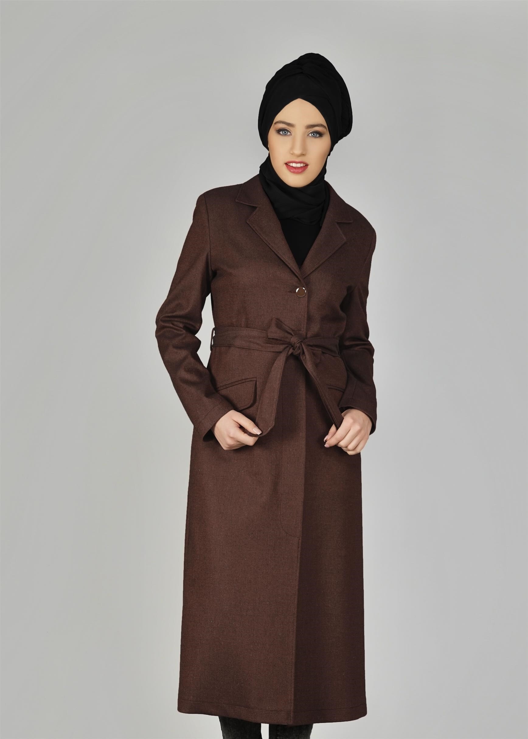 Tesettür giyim KAHVE 1927 TRENÇKOT